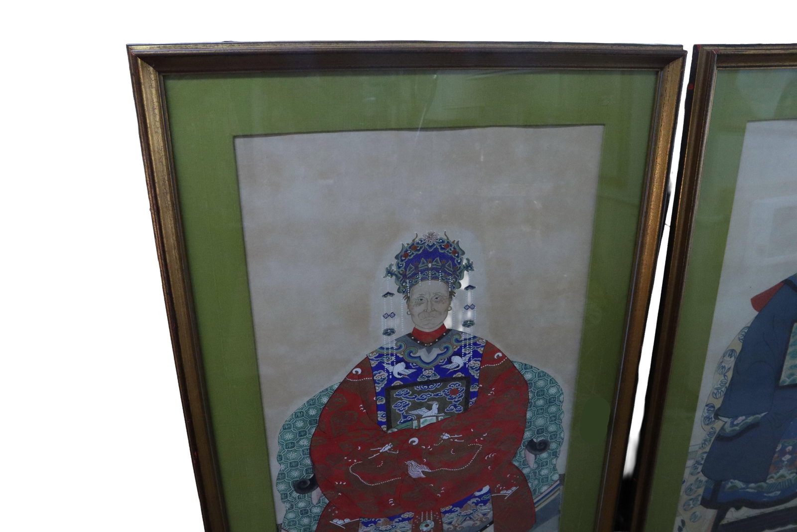 Pair of Large Antique Chinese 19th Century Painted Ancestor Portraits - 3