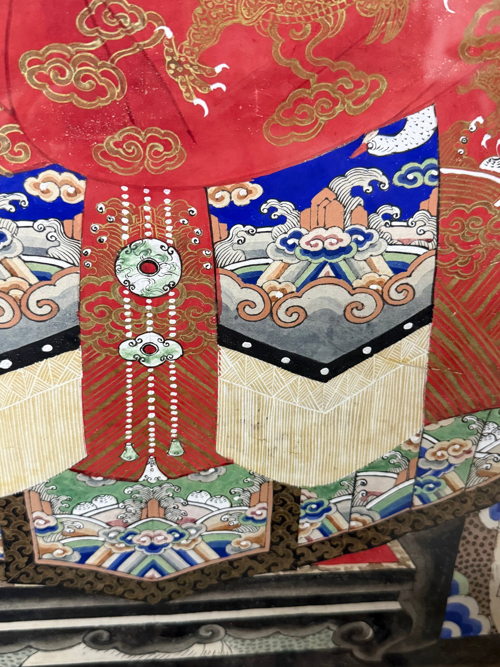 Pair of Large Antique Chinese 19th Century Painted Ancestor Portraits - 7
