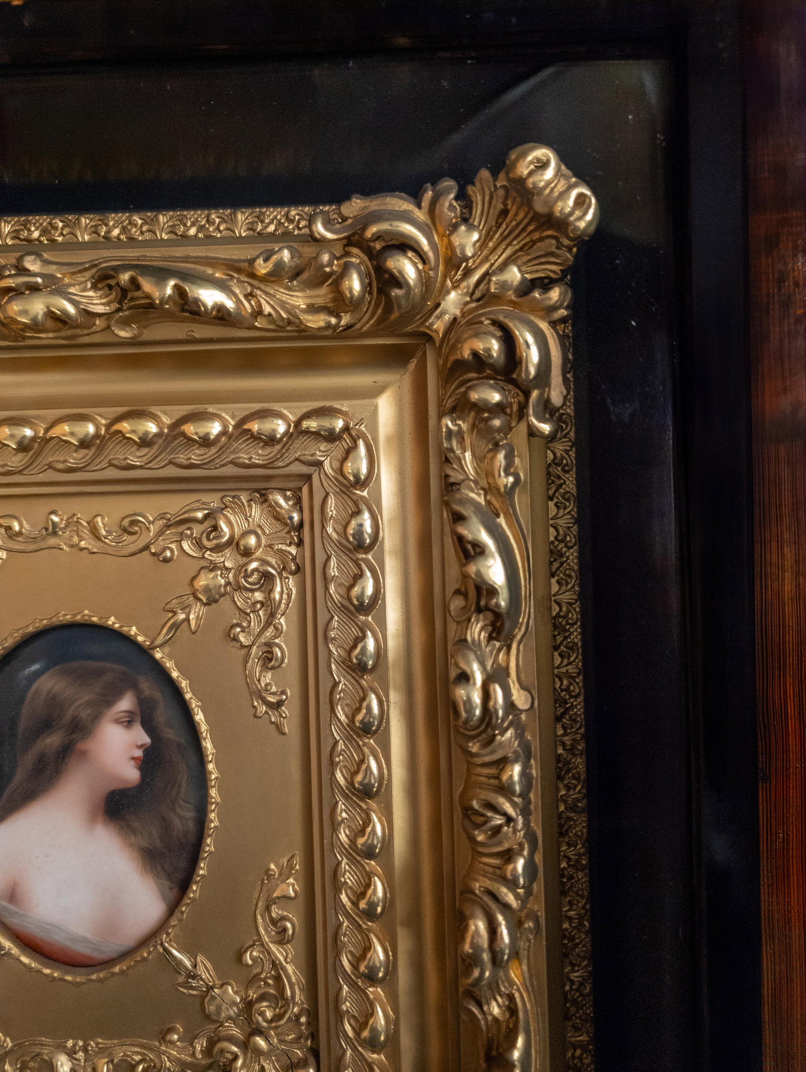 19th Century German KPM Style Miniature Portrait on Porcelain in Shadowbox Frame - 14