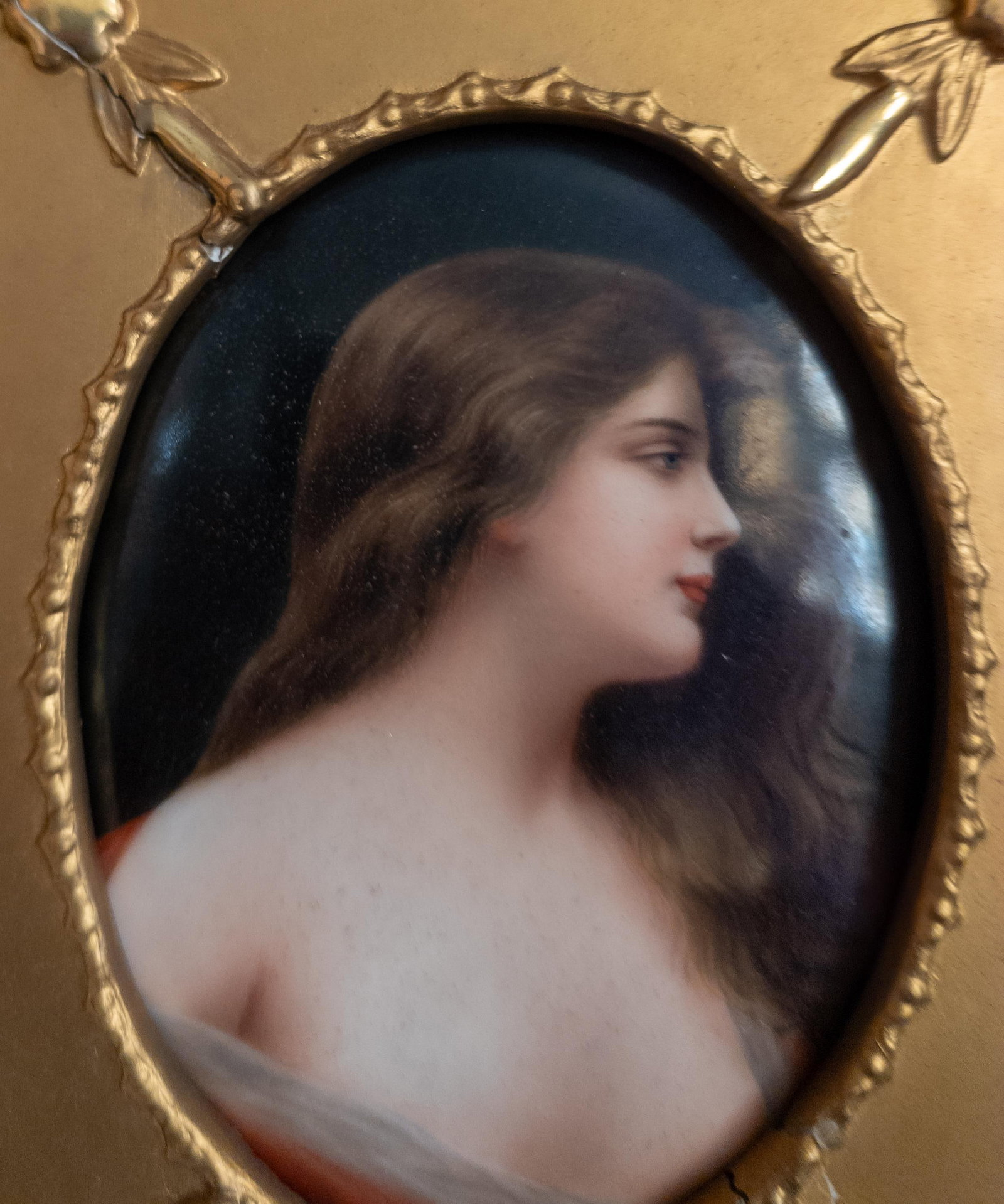 19th Century German KPM Style Miniature Portrait on Porcelain in Shadowbox Frame - 8
