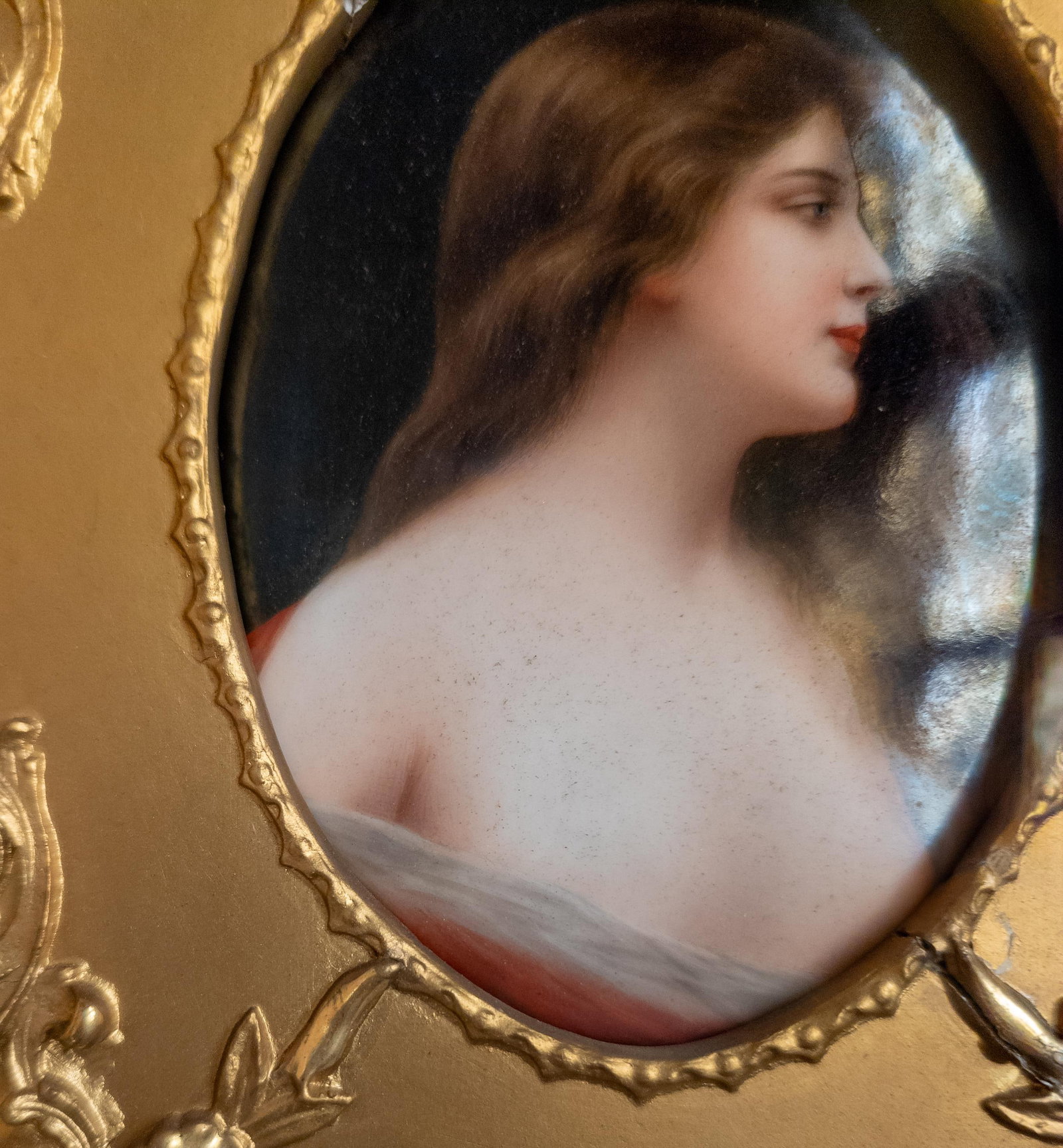 19th Century German KPM Style Miniature Portrait on Porcelain in Shadowbox Frame - 9