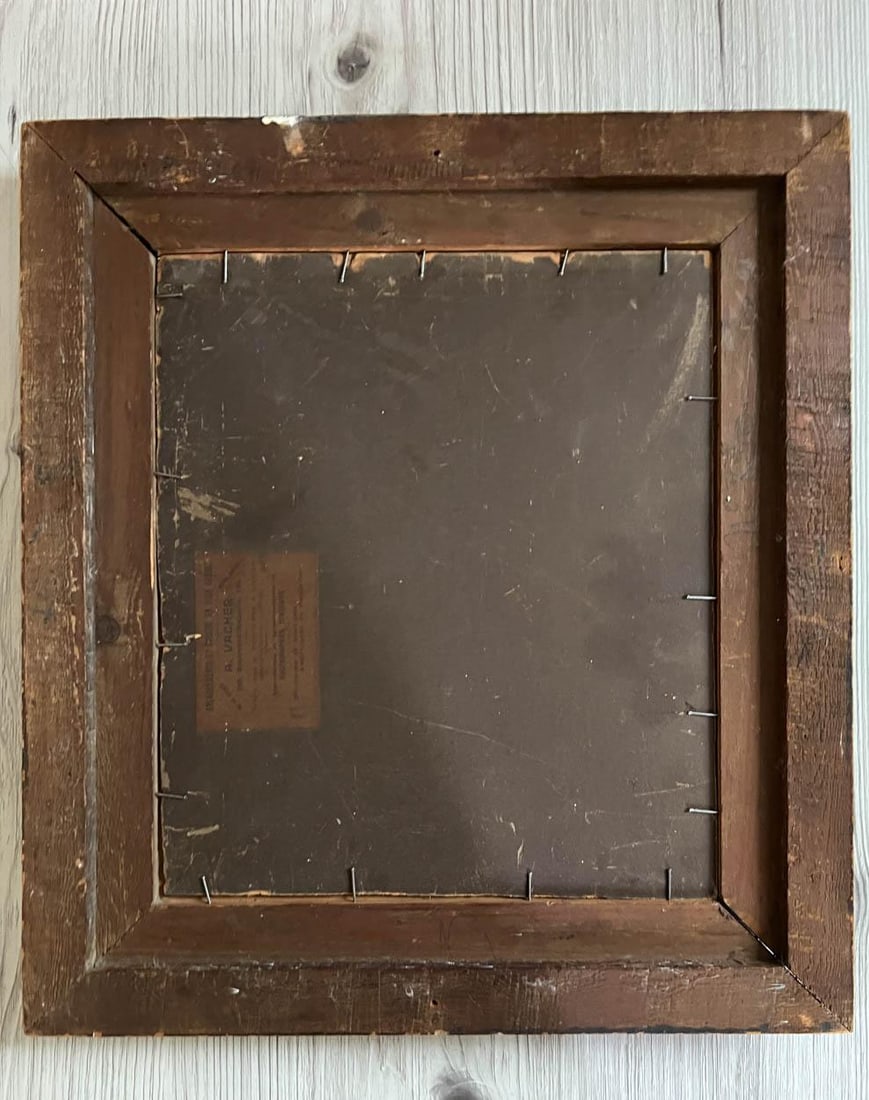 Antique French Landscape Oil Painting in Gesso Frame - 6