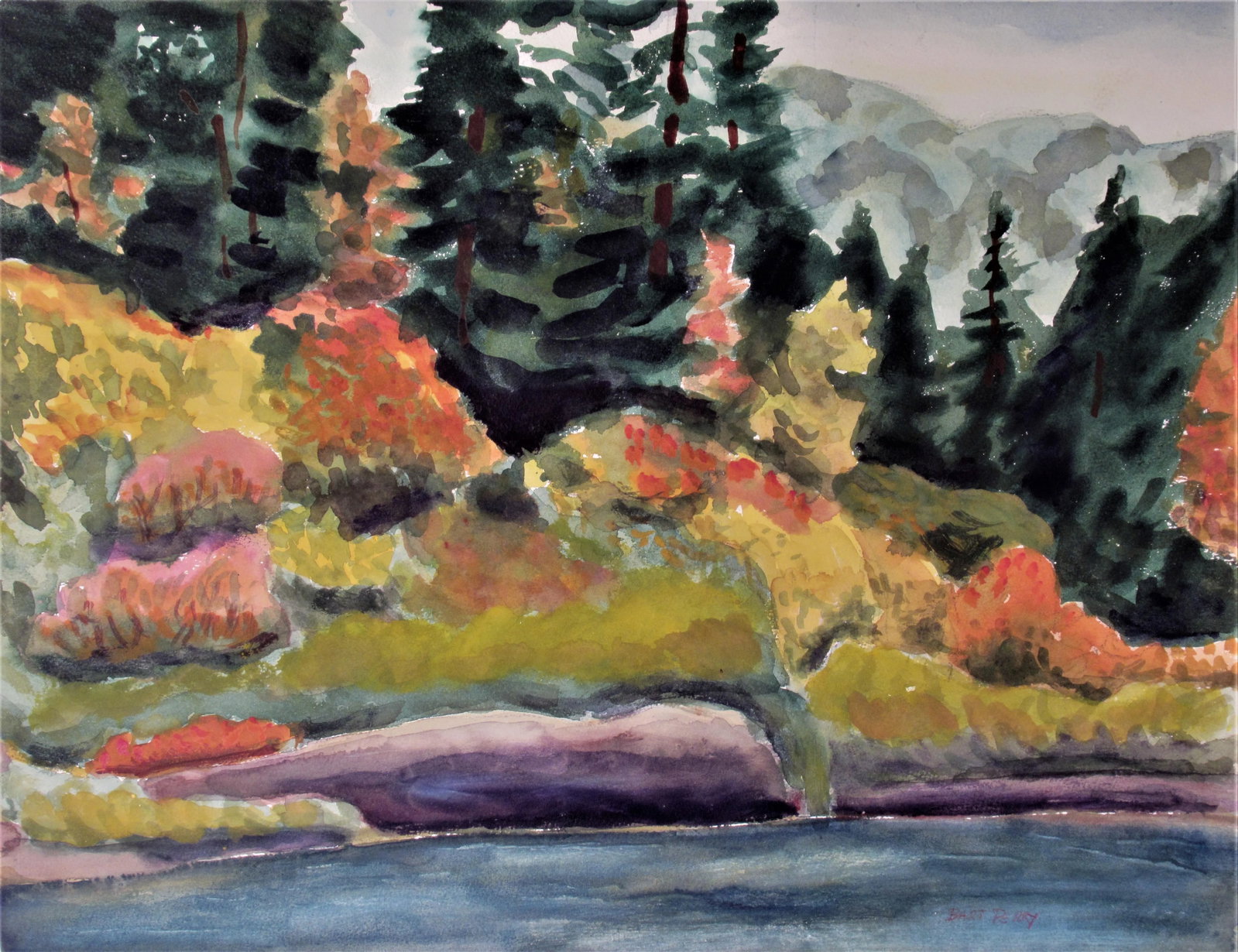 Bart Perry, Lake Tahoe, Circa 1960: Artist: Bart Perry (American, 1906-1992) Title: Lake Tahoe Year: c.1960 Medium:Watercolor Paper: Watercolor paper Image size: 17 x 22.5 inches paper size: 17 x 22.5 inches Signature: Signed lower