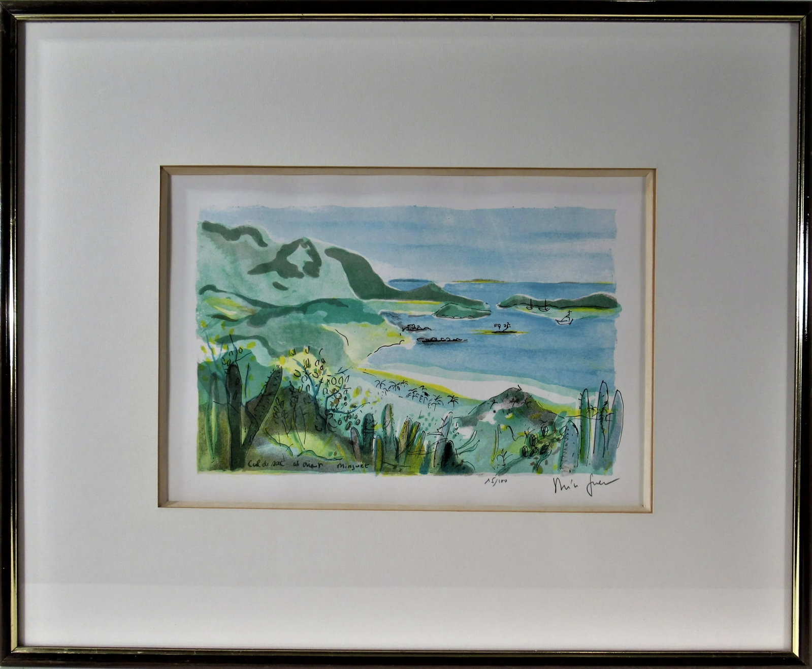 Alexandre Minguet, Cul de Sac, Circa 1980: This artwork titled "Cul de Sac" is an original color lithograph by French artist Alexandre Minguet, 1937-1996. The image size is 7 x 11 inches, framed size is 17.35 x 21.5 inches. It is custom Framed