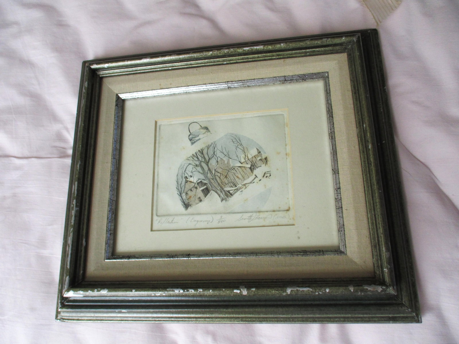 Vintage Christmas "Reflections" Artist Pencil Signed Limited Edition Engraving 3 / 500 - 11