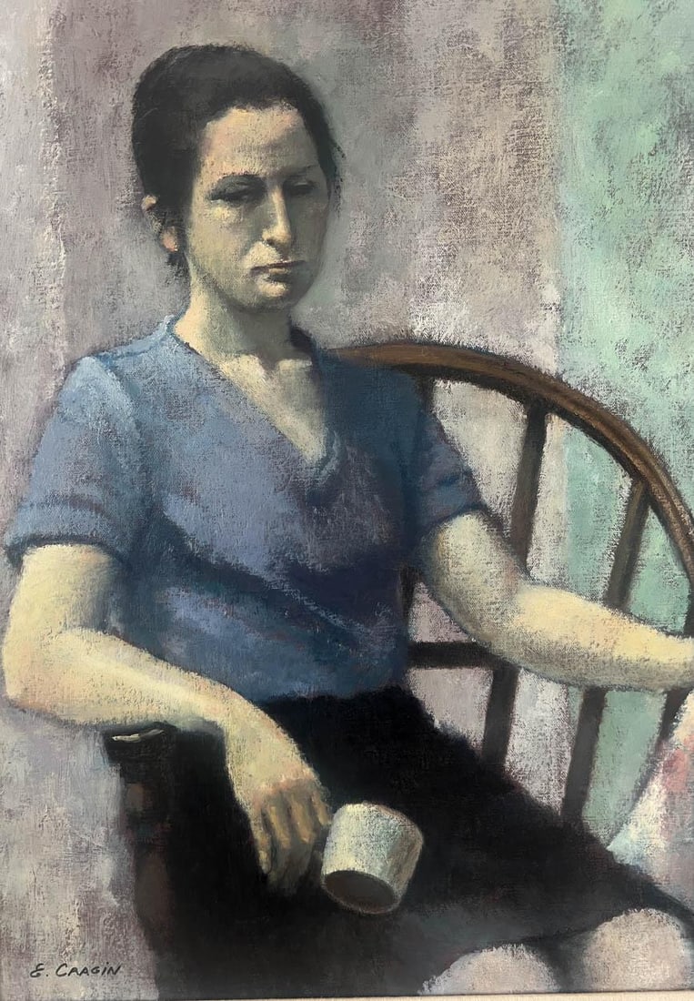 Large Vintage Impressionist Woman Portrait Oil Painting - 2