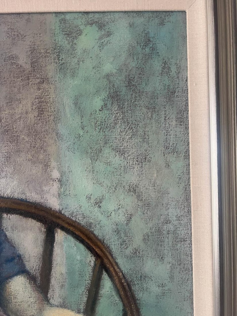 Large Vintage Impressionist Woman Portrait Oil Painting - 6