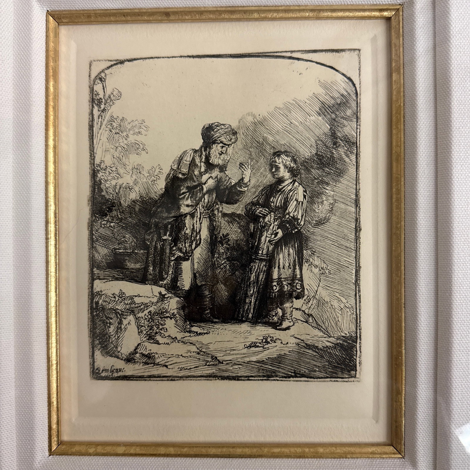 Rembrandt Van Rijn Etching of Abraham and Isaac by the Dutch Master, Created in 1645. Framed Print G - 2