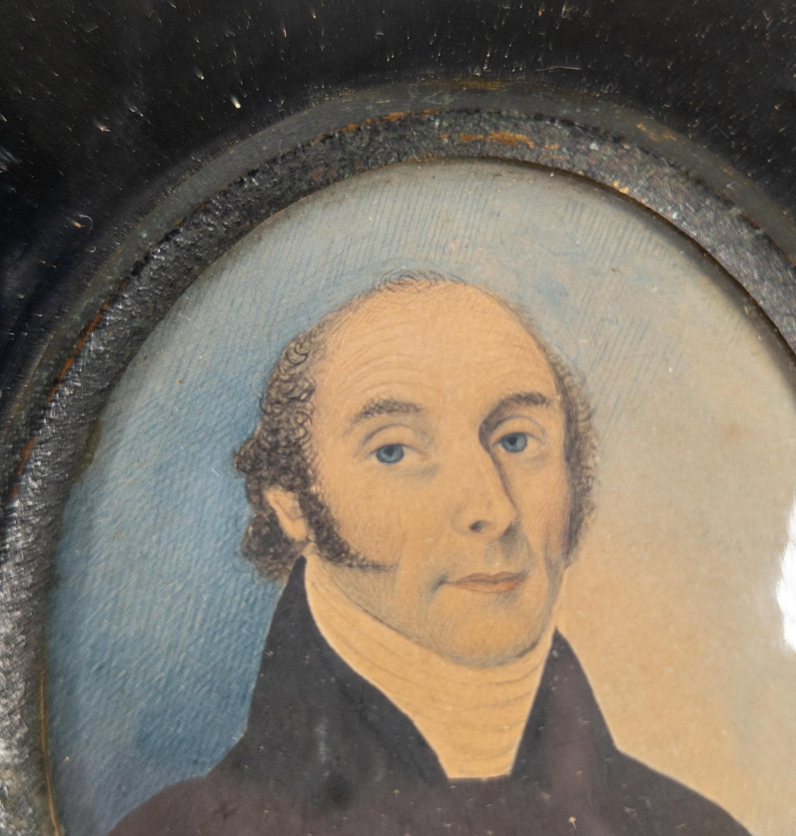 Early 19th Century English Miniature Watercolor Portrait of an Esteemed Gentleman - 3
