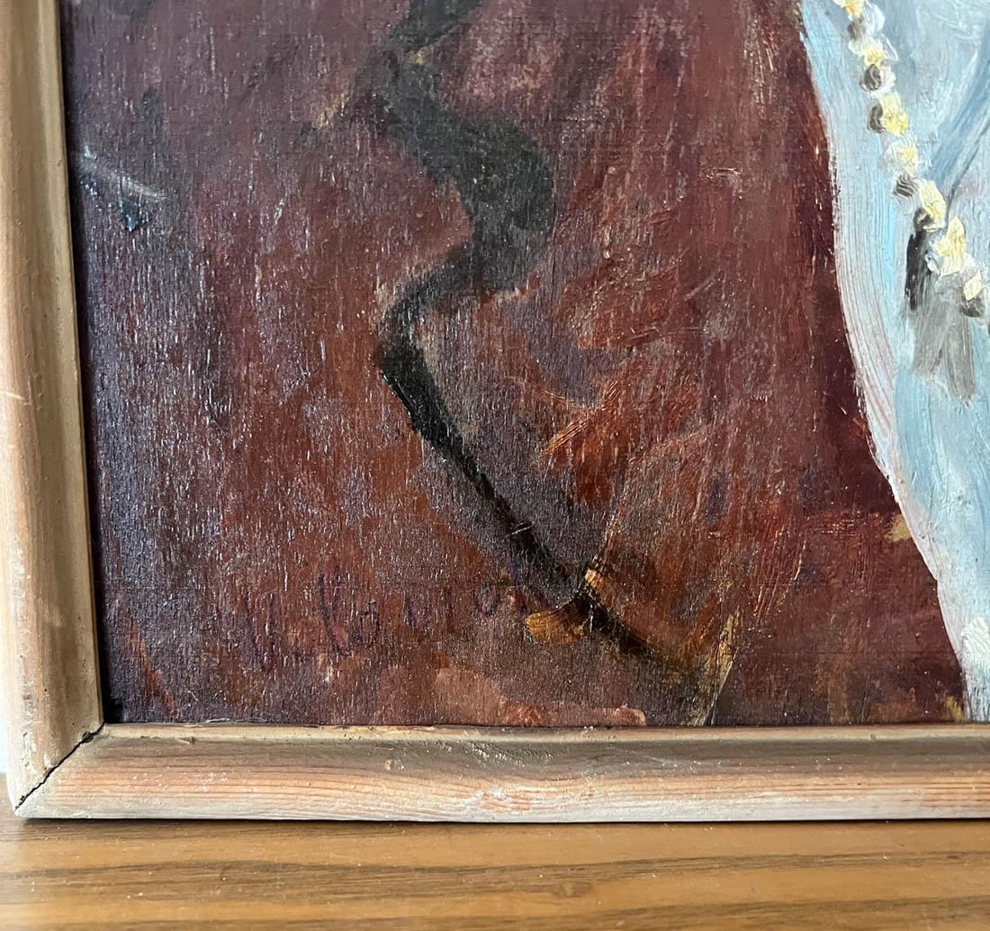 Vintage French Expressionist Woman Portrait Oil Painting - 3