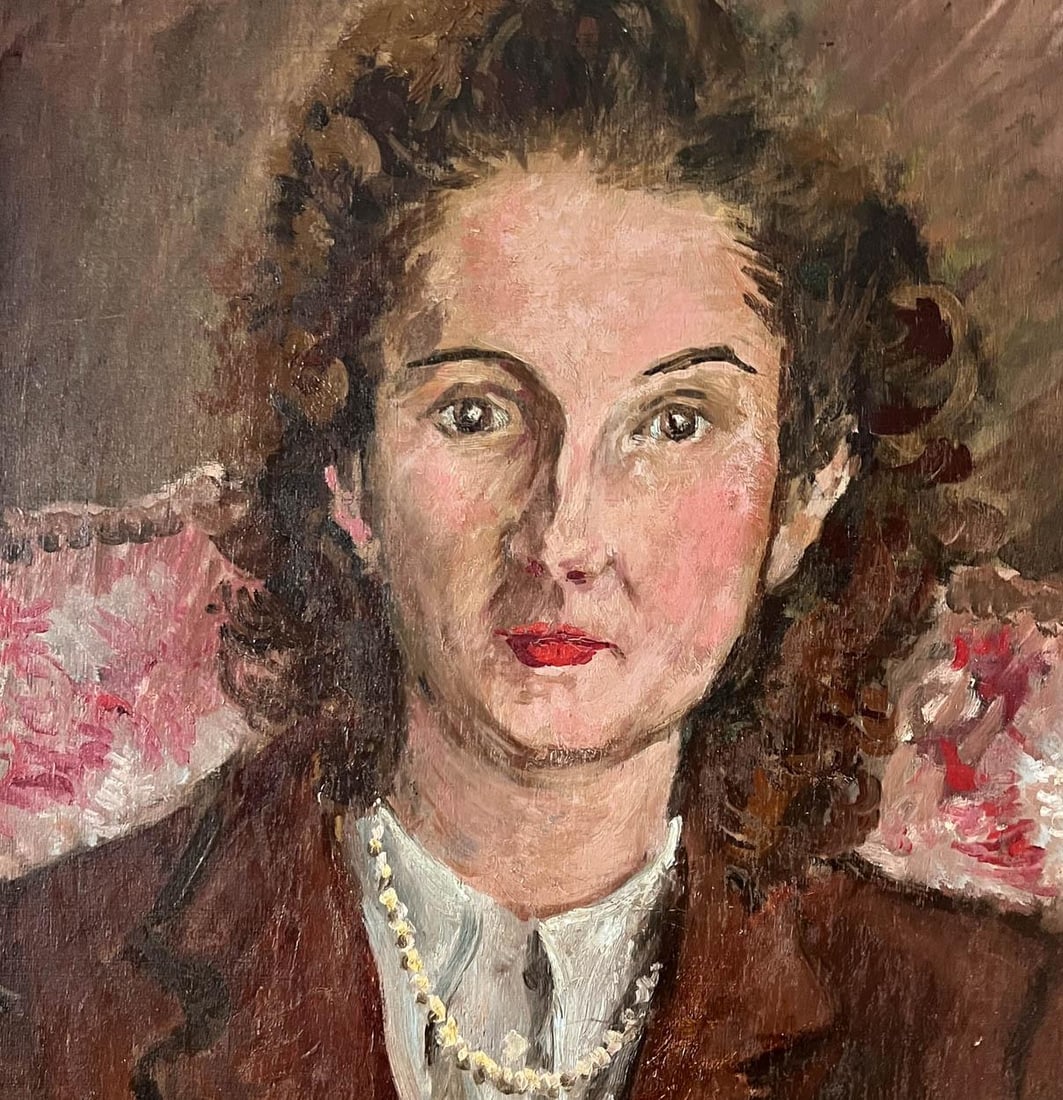 Vintage French Expressionist Woman Portrait Oil Painting - 4