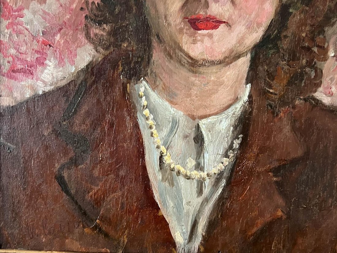 Vintage French Expressionist Woman Portrait Oil Painting - 5