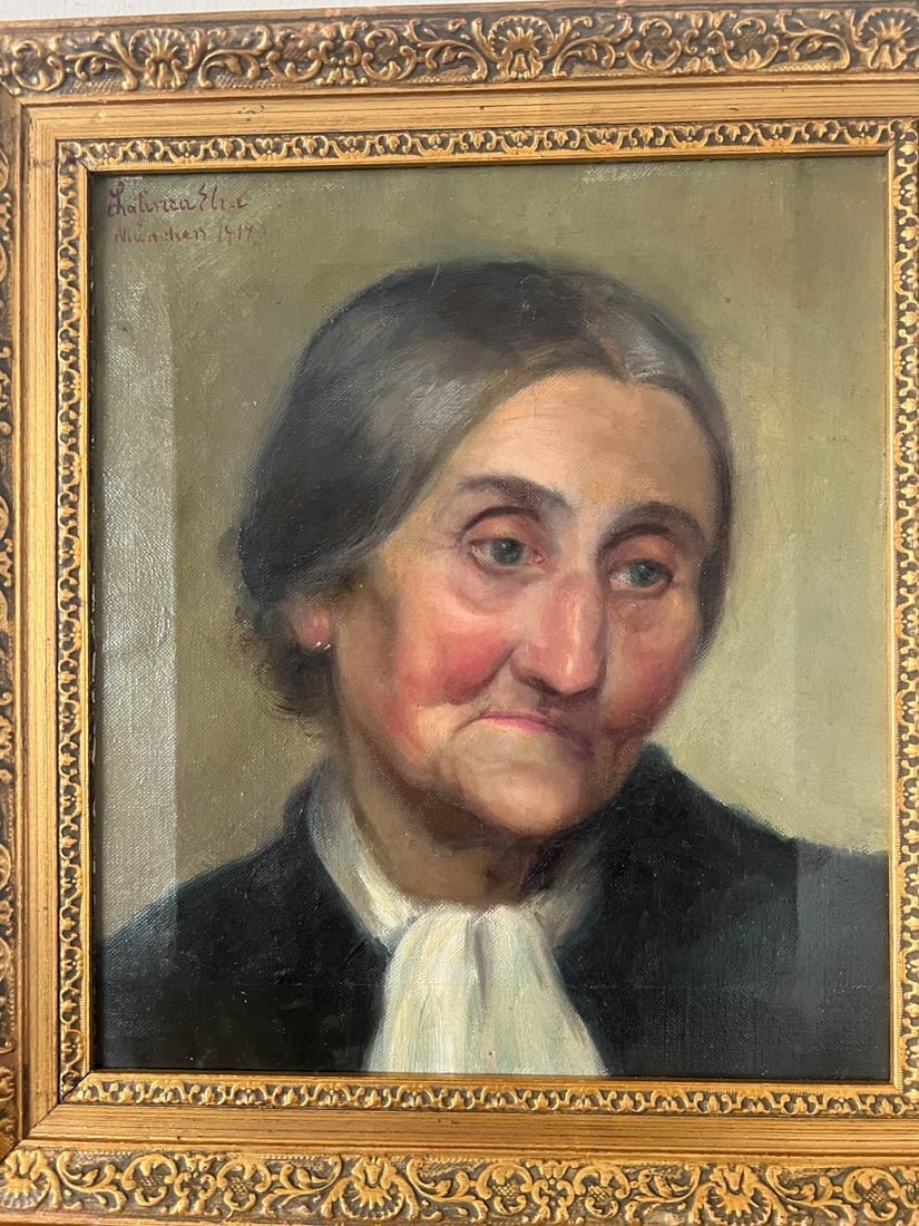1914 French Woman Portrait Oil Painting - 2