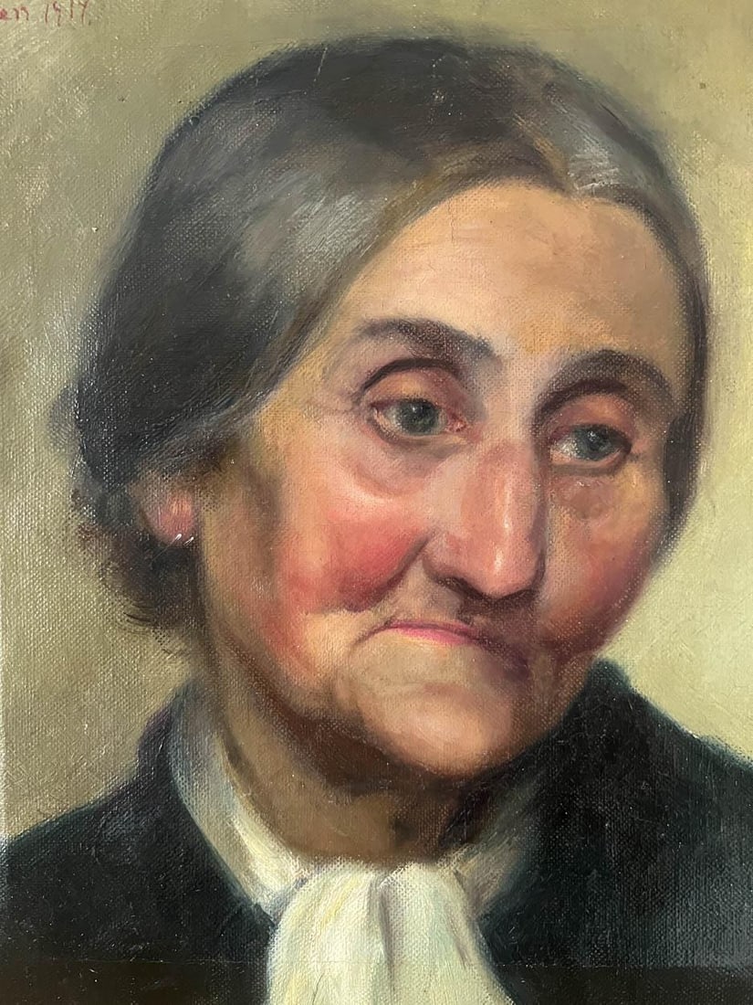 1914 French Woman Portrait Oil Painting - 3