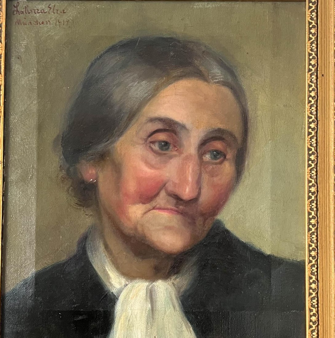 1914 French Woman Portrait Oil Painting - 4