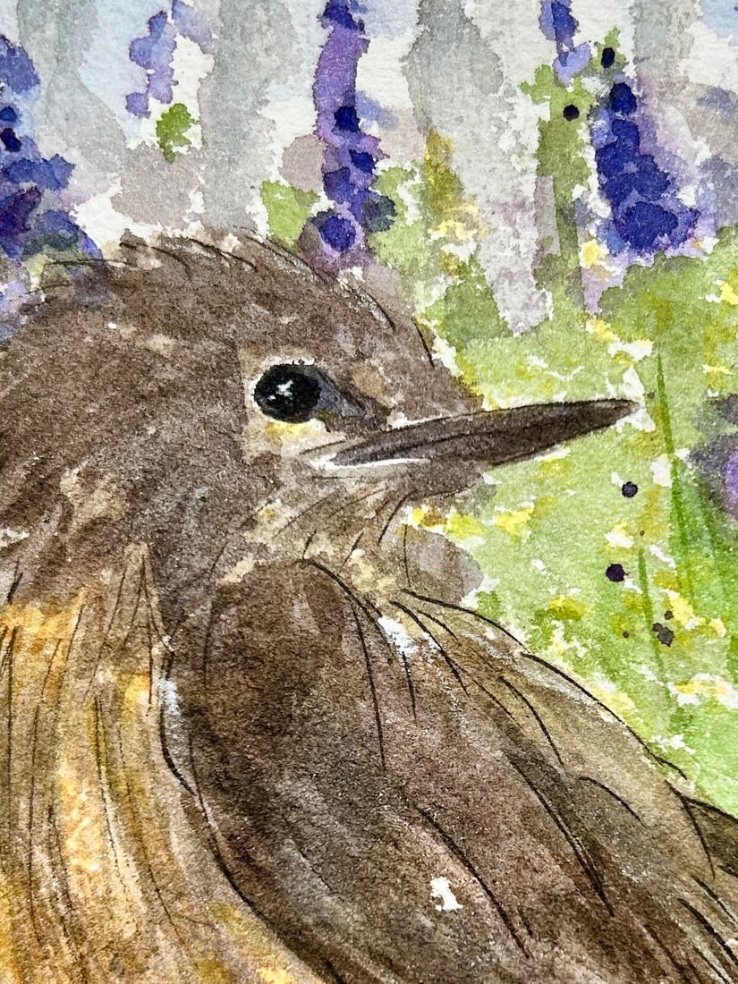 Original Watercolor Painting on Paper of "Little Desert Bird." - 4