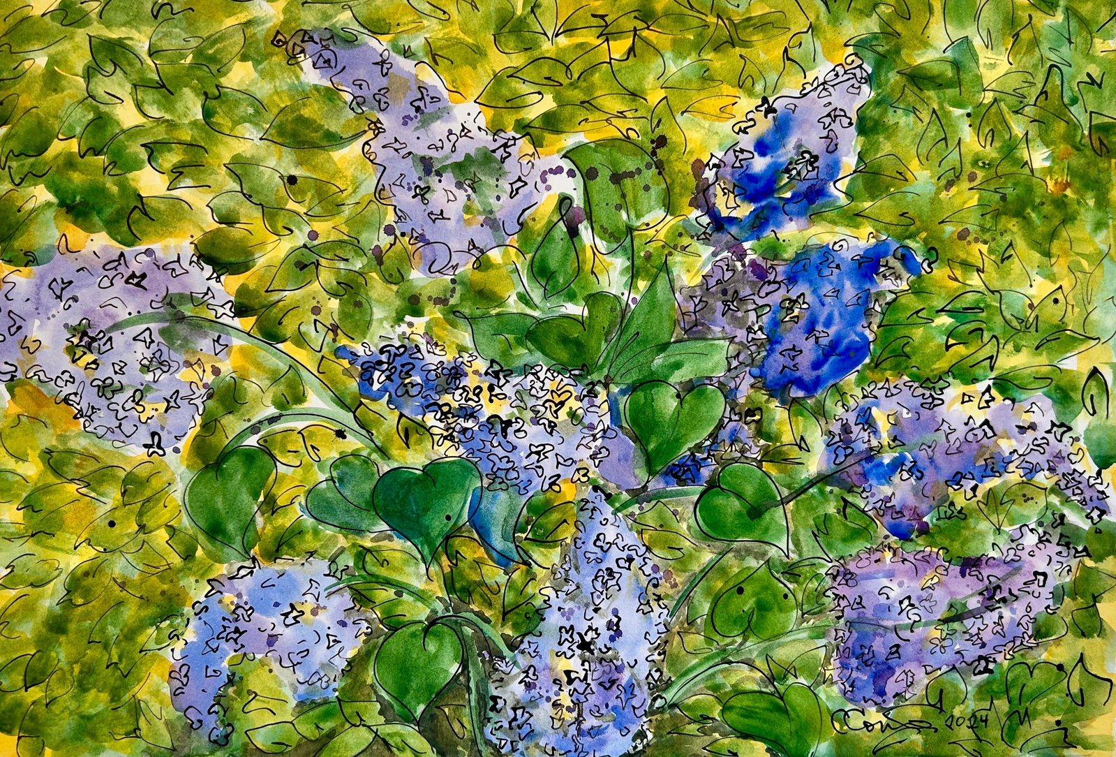 Original Watercolor Painting "Inside the Lilac Hedge" - 2