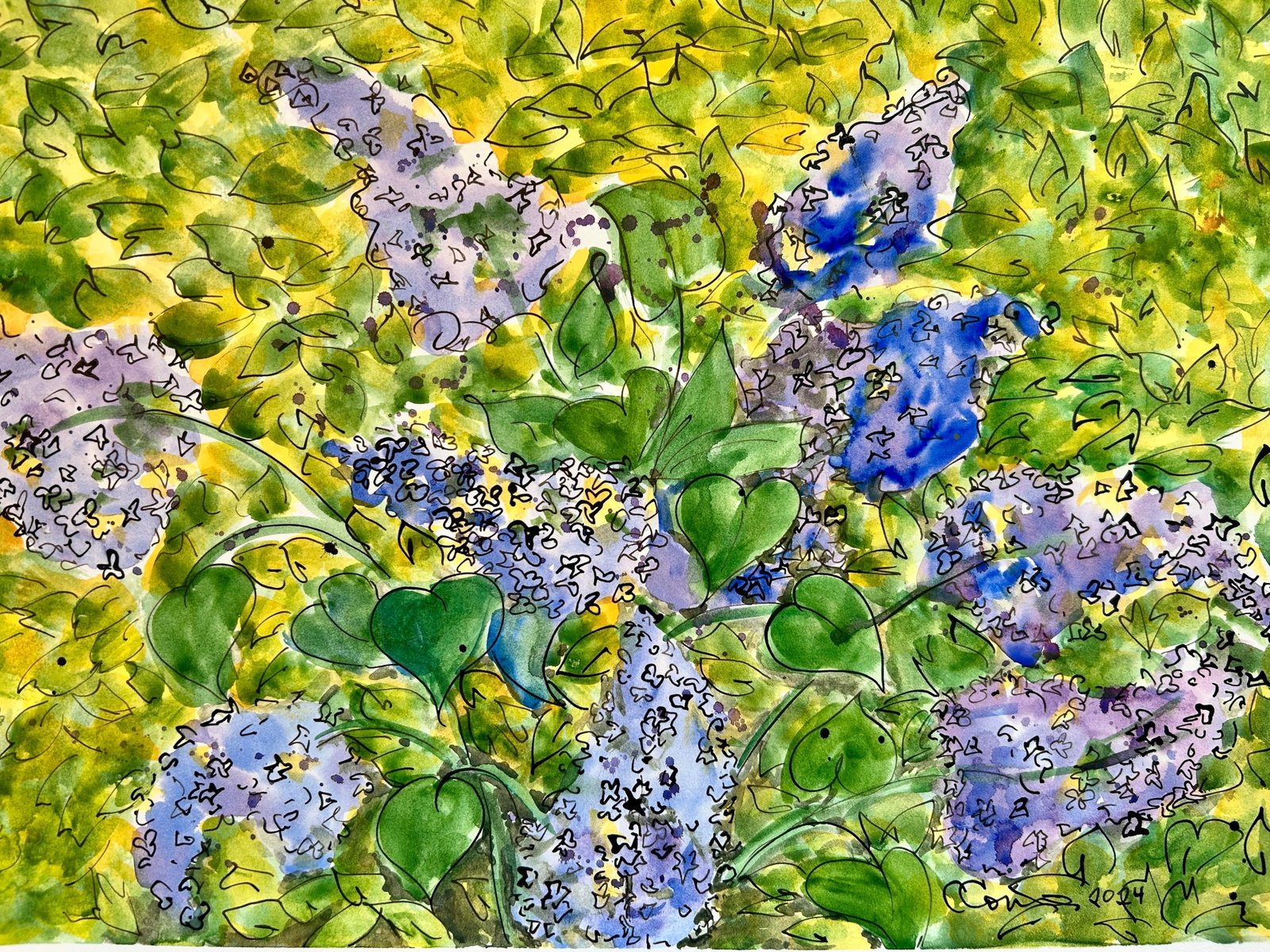 Original Watercolor Painting "Inside the Lilac Hedge" - 4