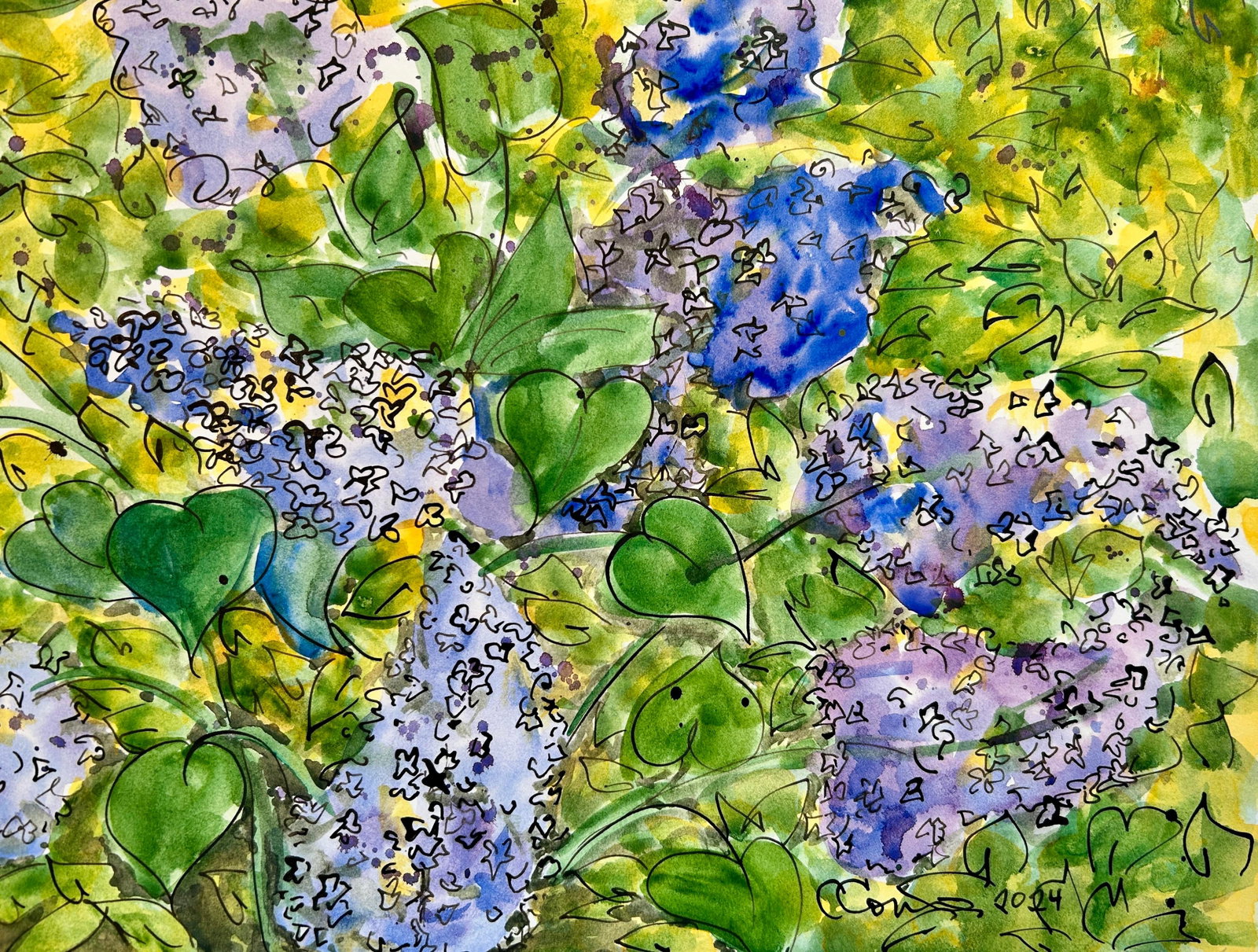 Original Watercolor Painting "Inside the Lilac Hedge" - 5