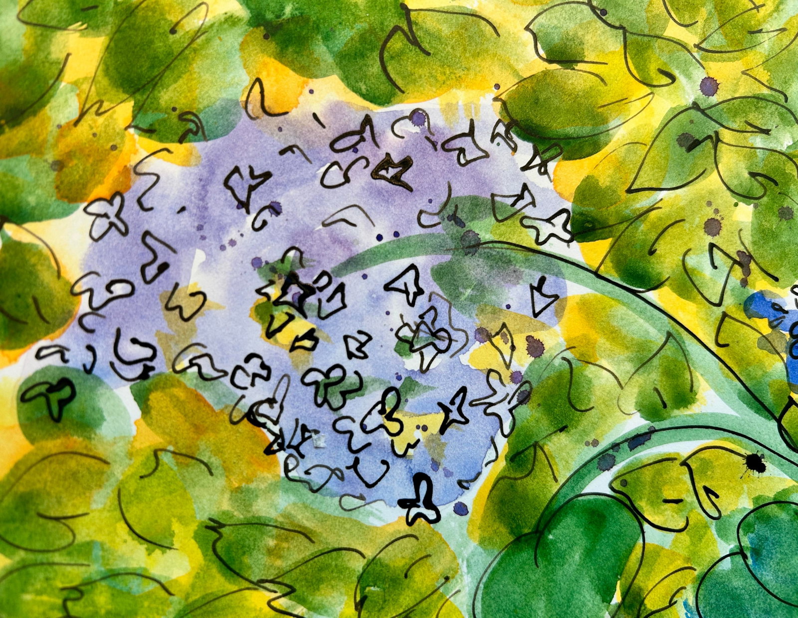 Original Watercolor Painting "Inside the Lilac Hedge" - 6