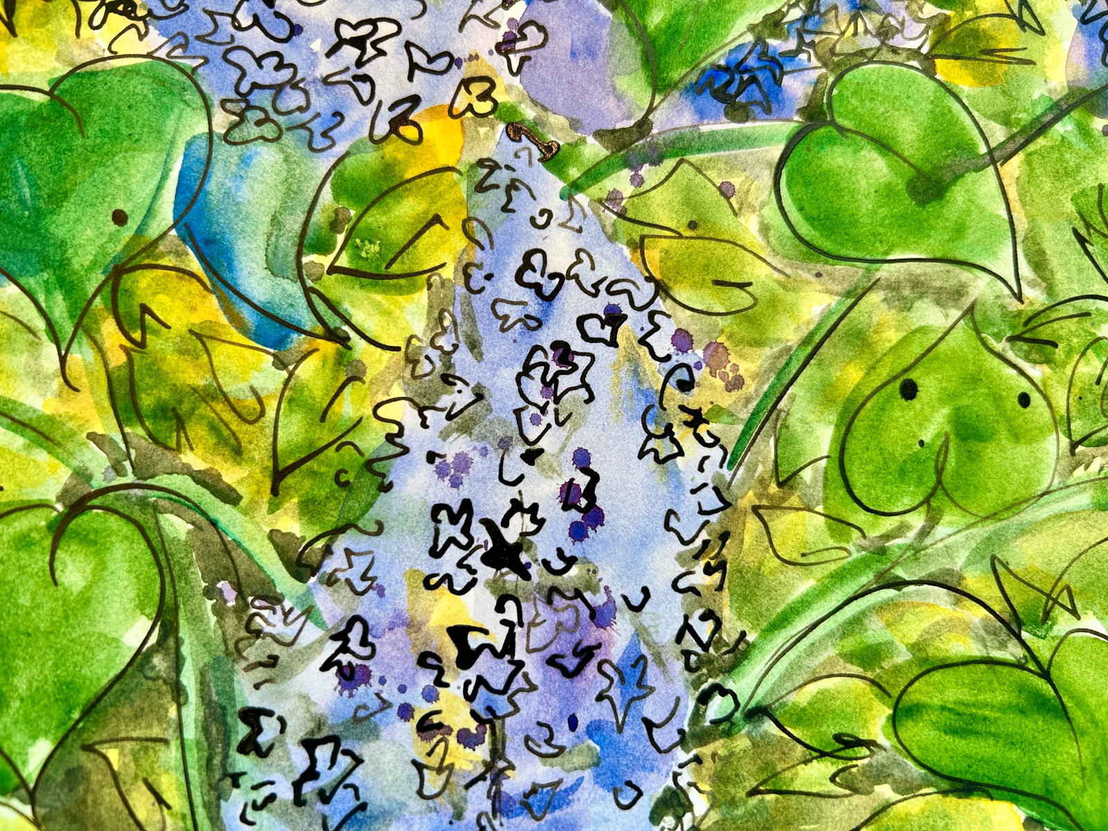 Original Watercolor Painting "Inside the Lilac Hedge" - 7