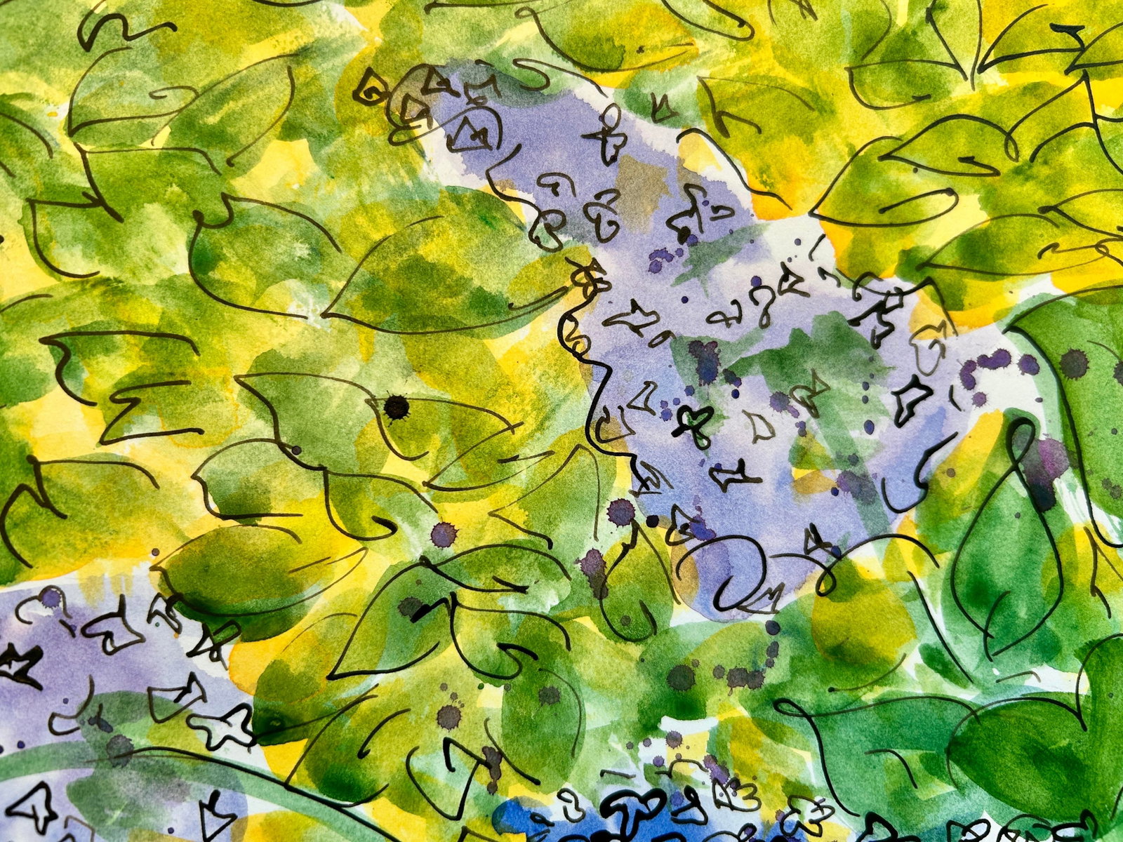 Original Watercolor Painting "Inside the Lilac Hedge" - 8