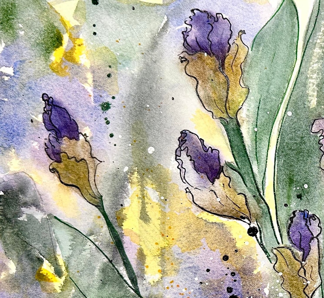 Original Watercolor Painting "Amethyst Iris" - 3
