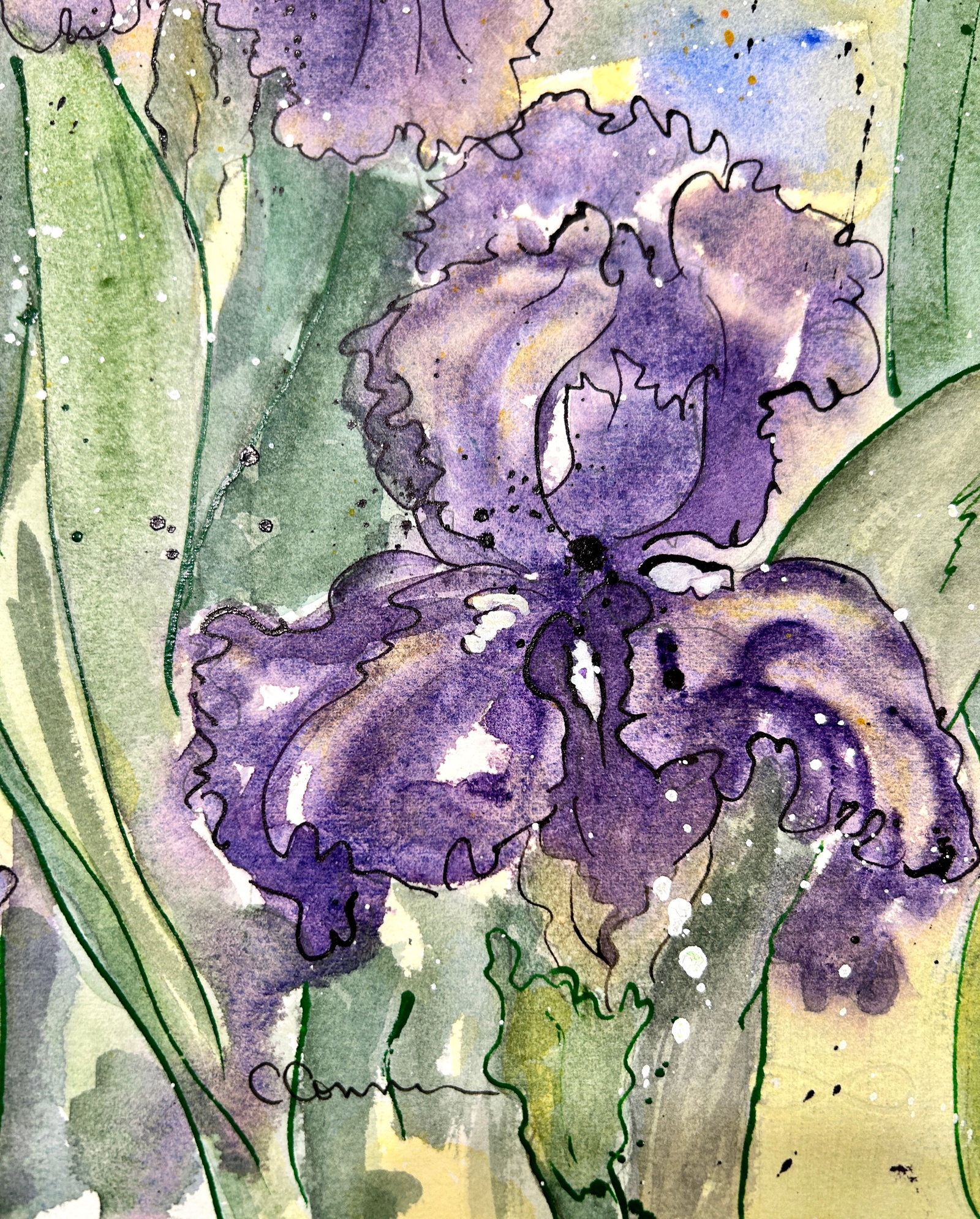 Original Watercolor Painting "Amethyst Iris" - 4