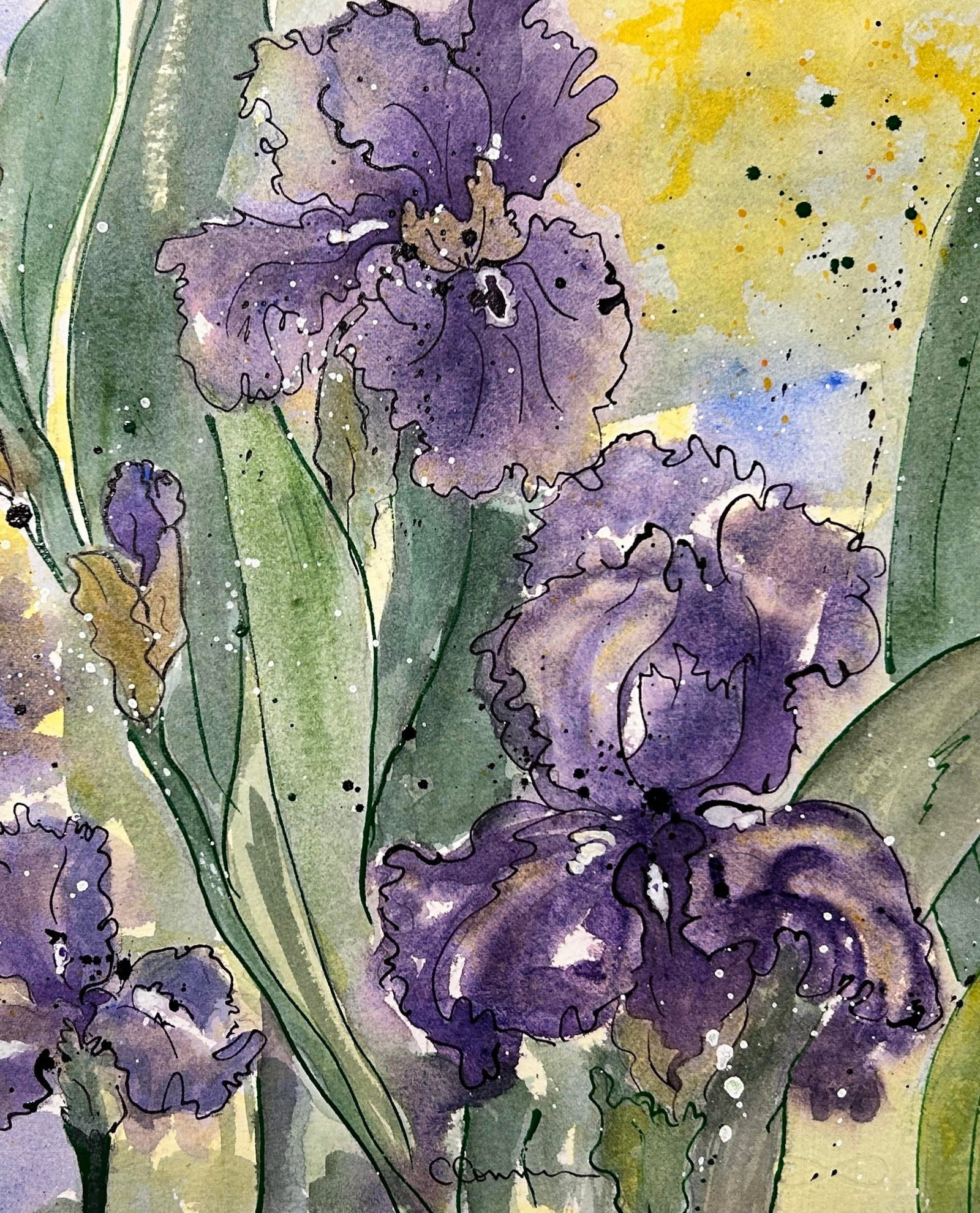 Original Watercolor Painting "Amethyst Iris" - 5