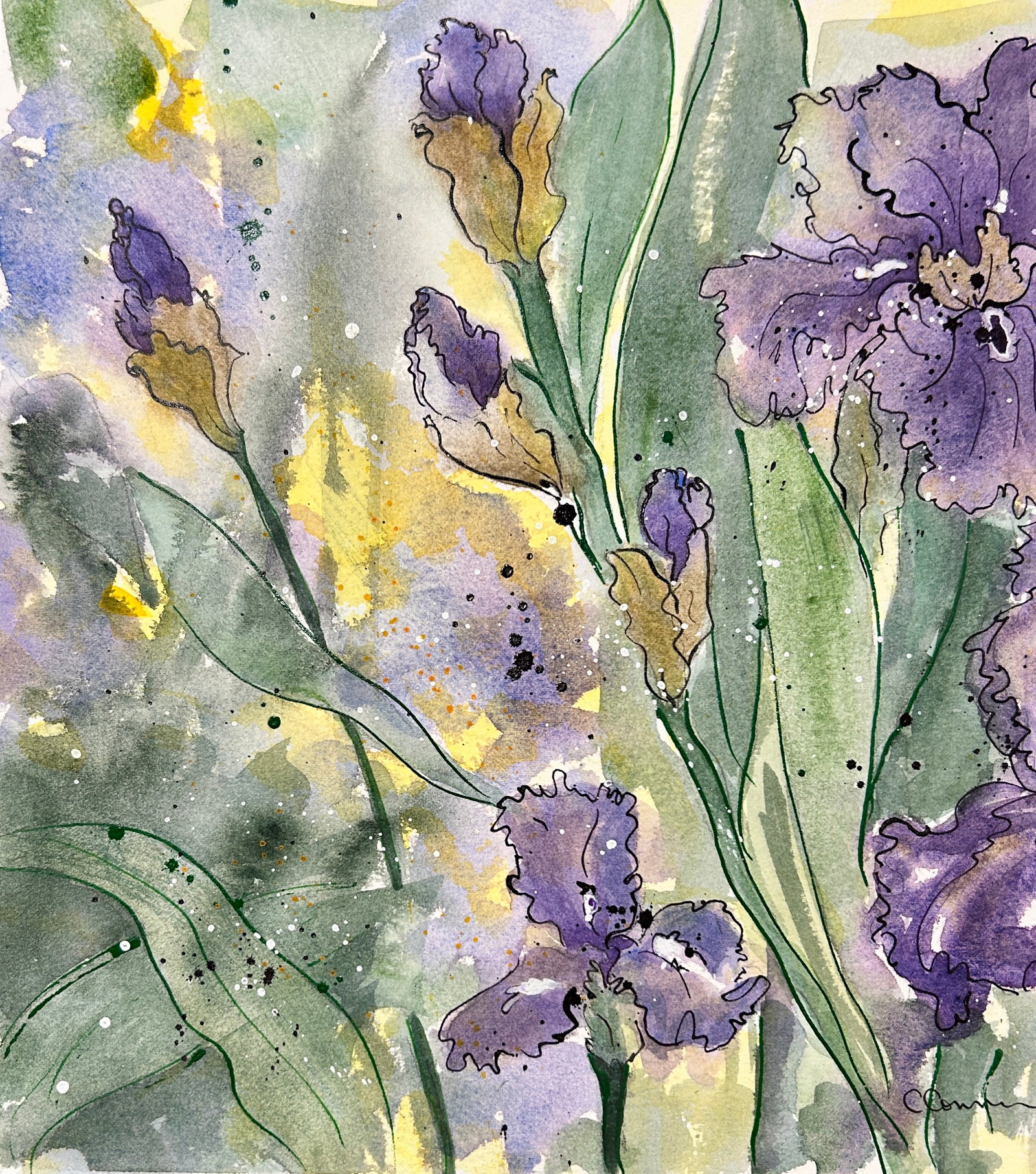 Original Watercolor Painting "Amethyst Iris" - 6