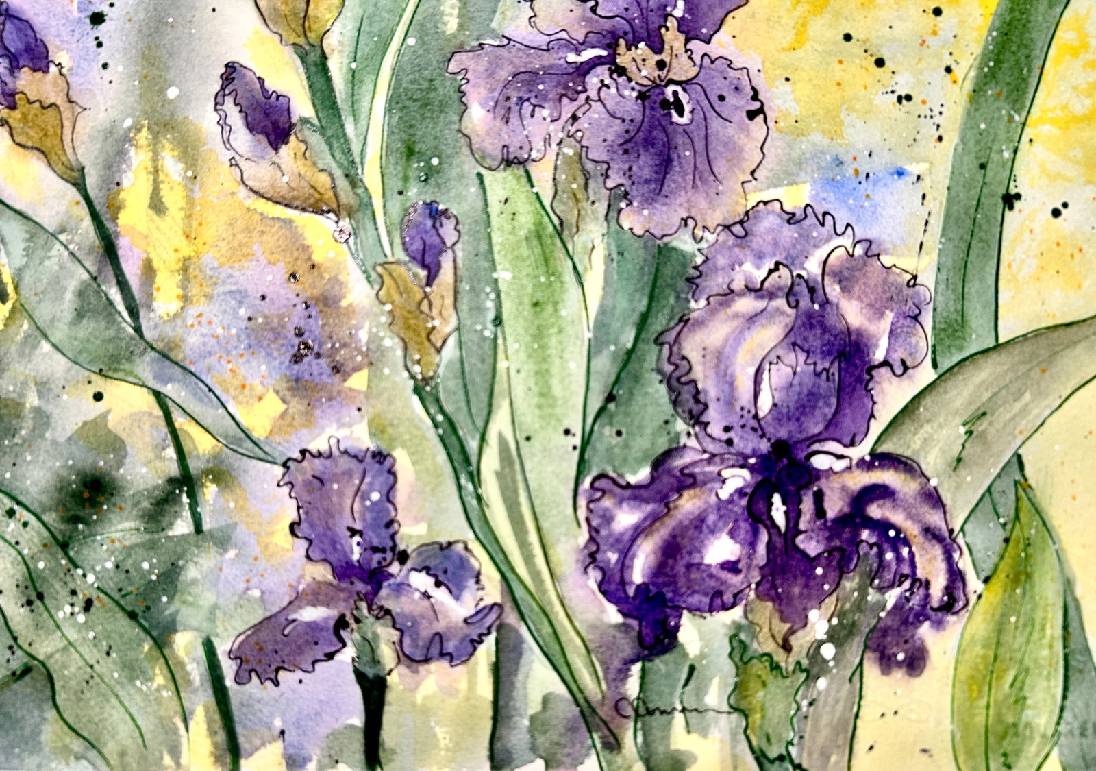 Original Watercolor Painting "Amethyst Iris" - 7