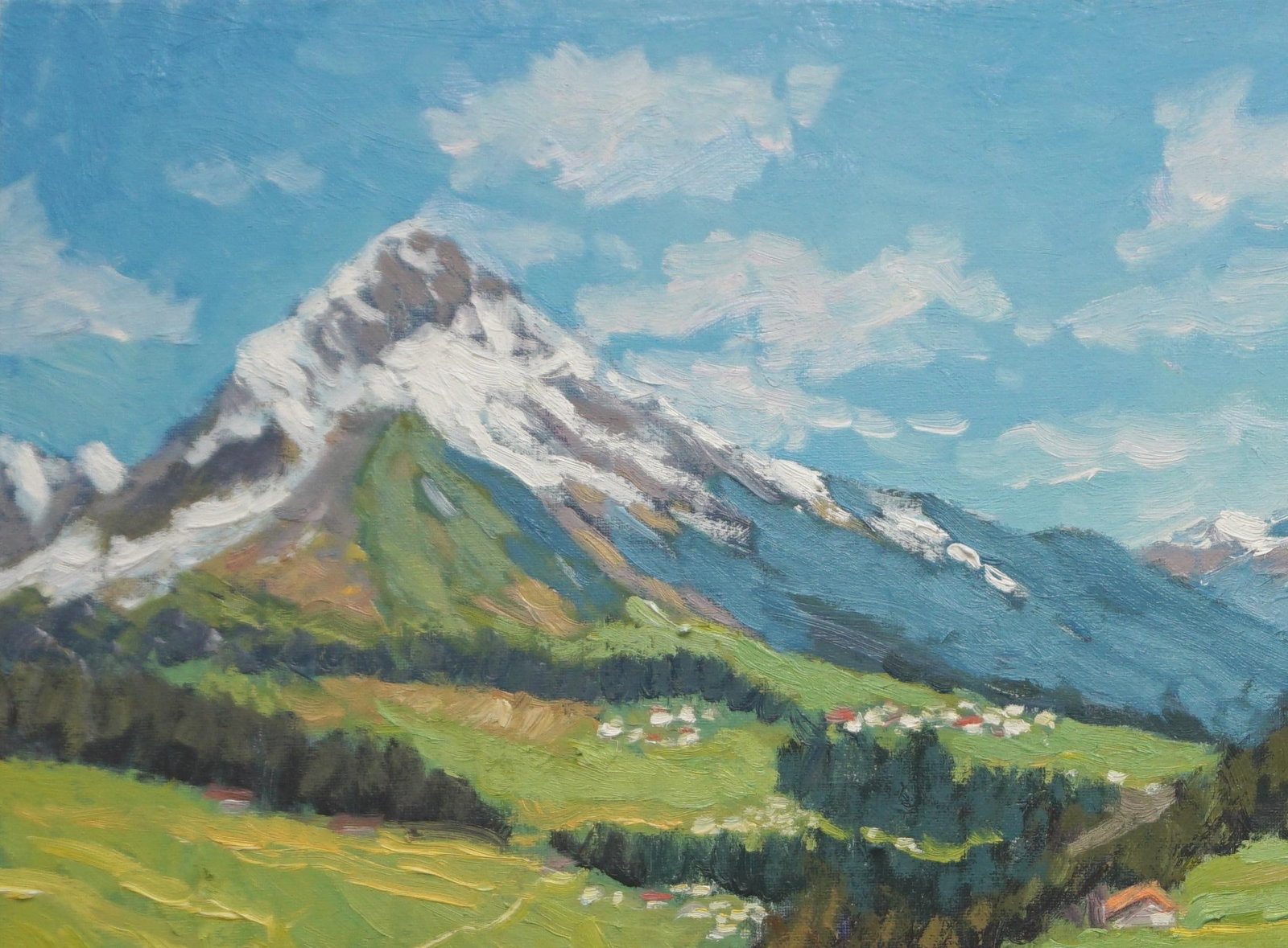Original Oil Landscape of Albes Mountain - 2