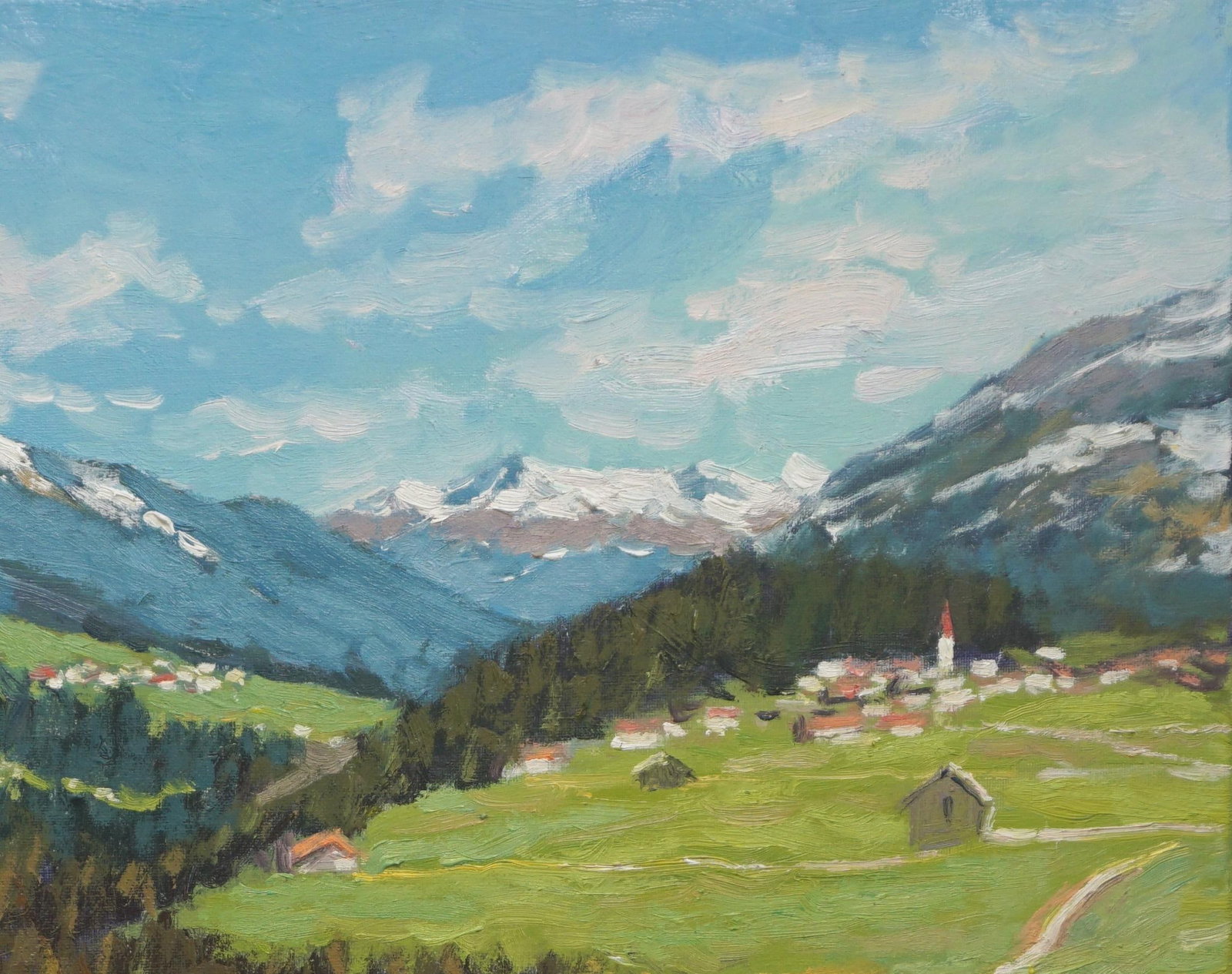 Original Oil Landscape of Albes Mountain - 3