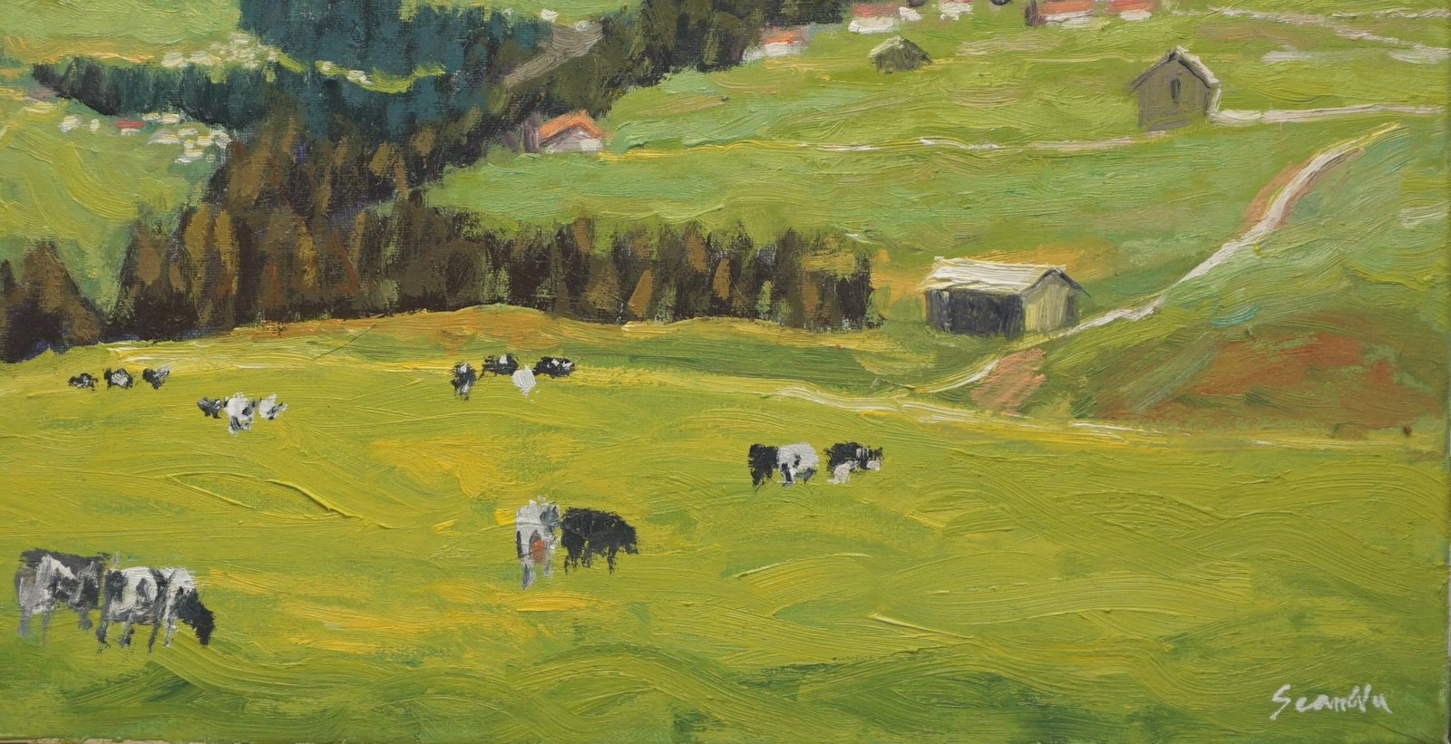 Original Oil Landscape of Albes Mountain - 4