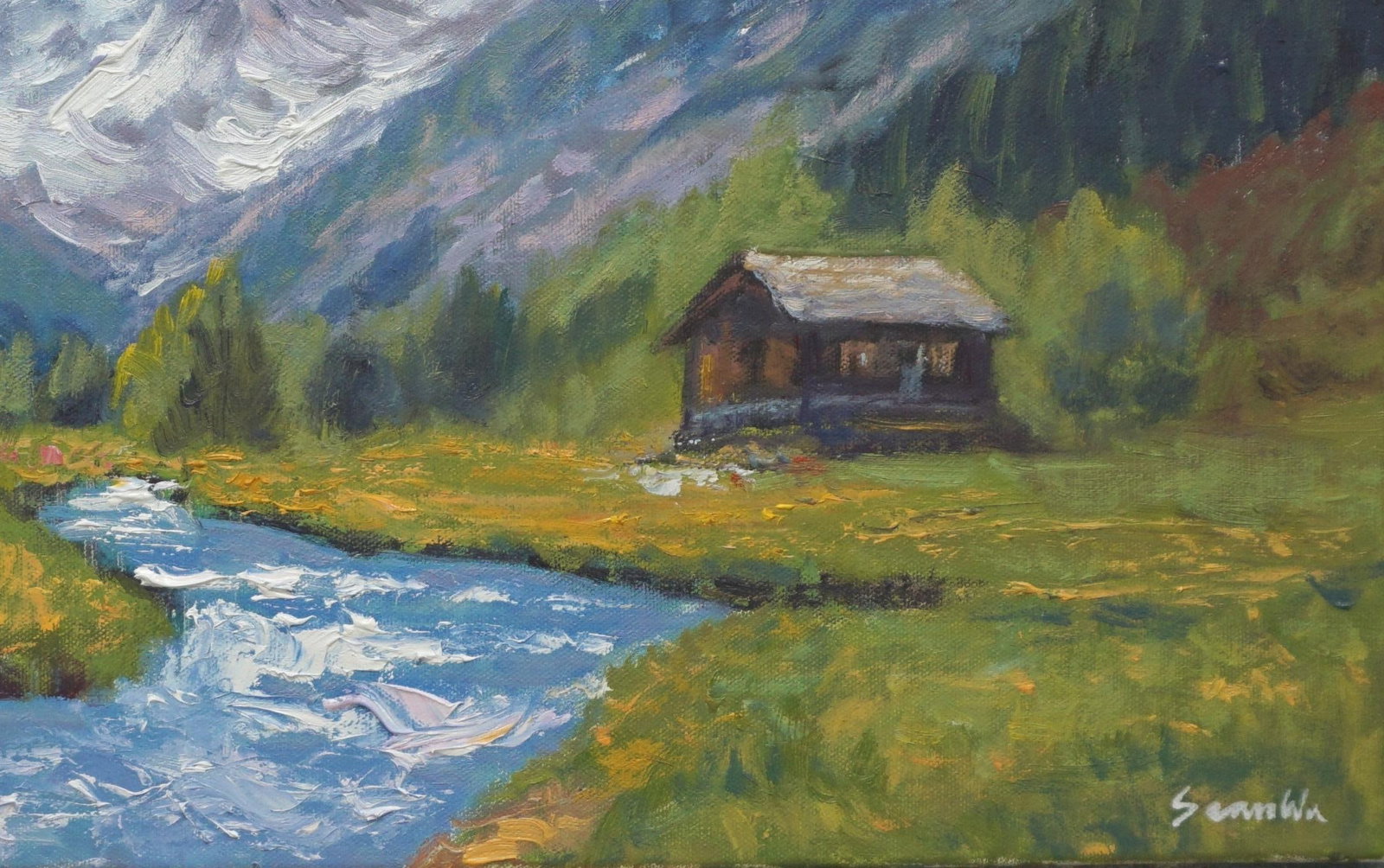 Original Oil Painting of Alps Mountain - 4