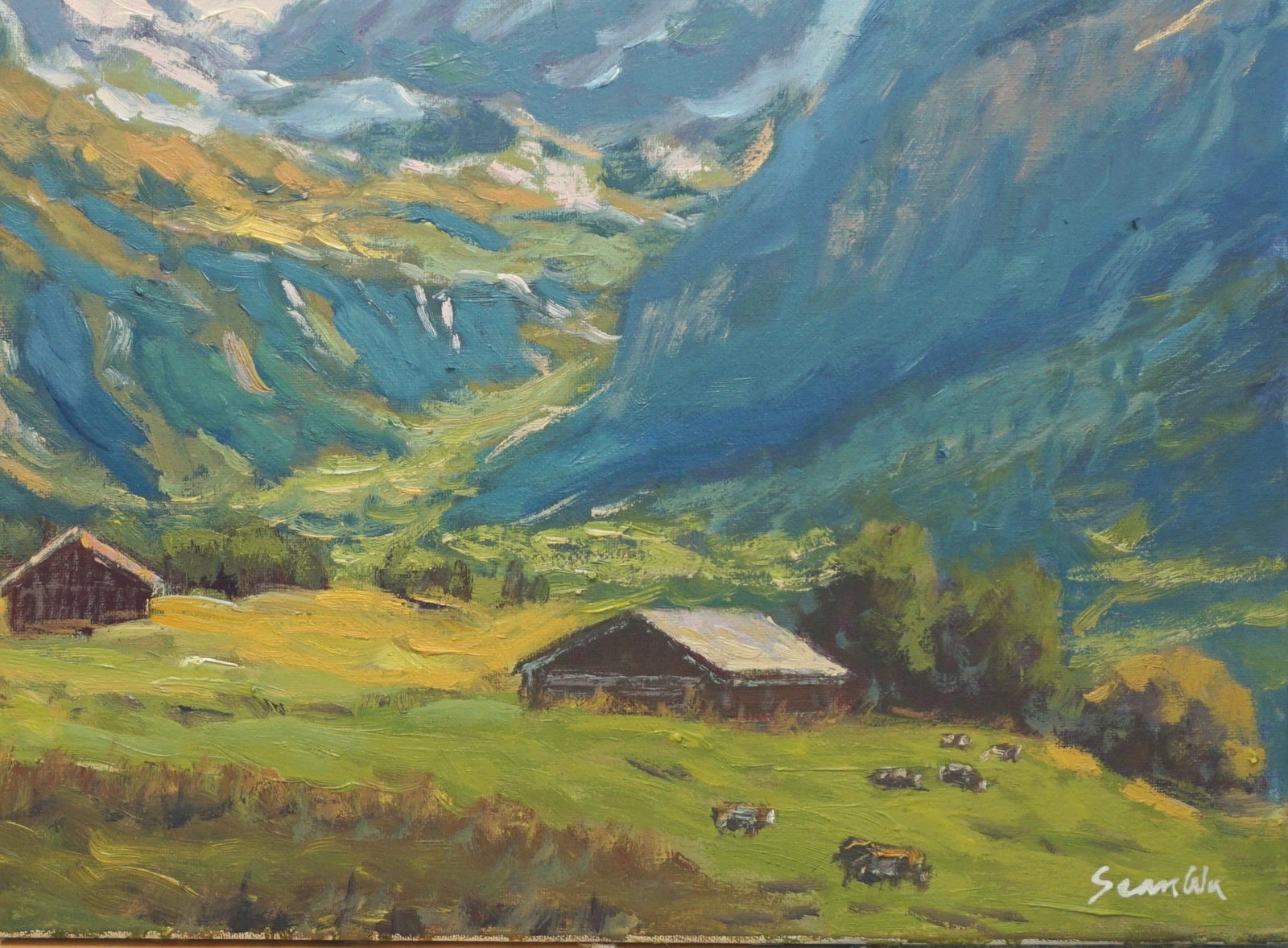 Original Oil Landscape of Albes Mountain - 3