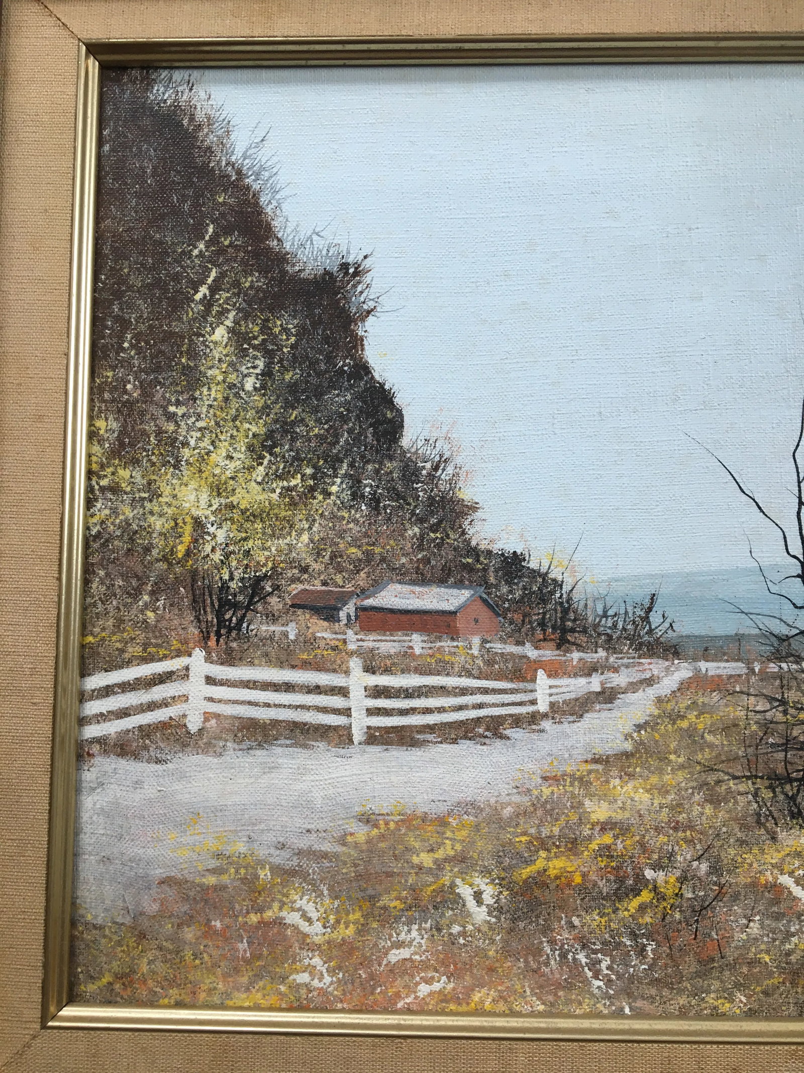 Late 20th Century " Mountainside Farm" Realist Rustic Landscape Oil Painting by John Lewis Egenstafe - 10