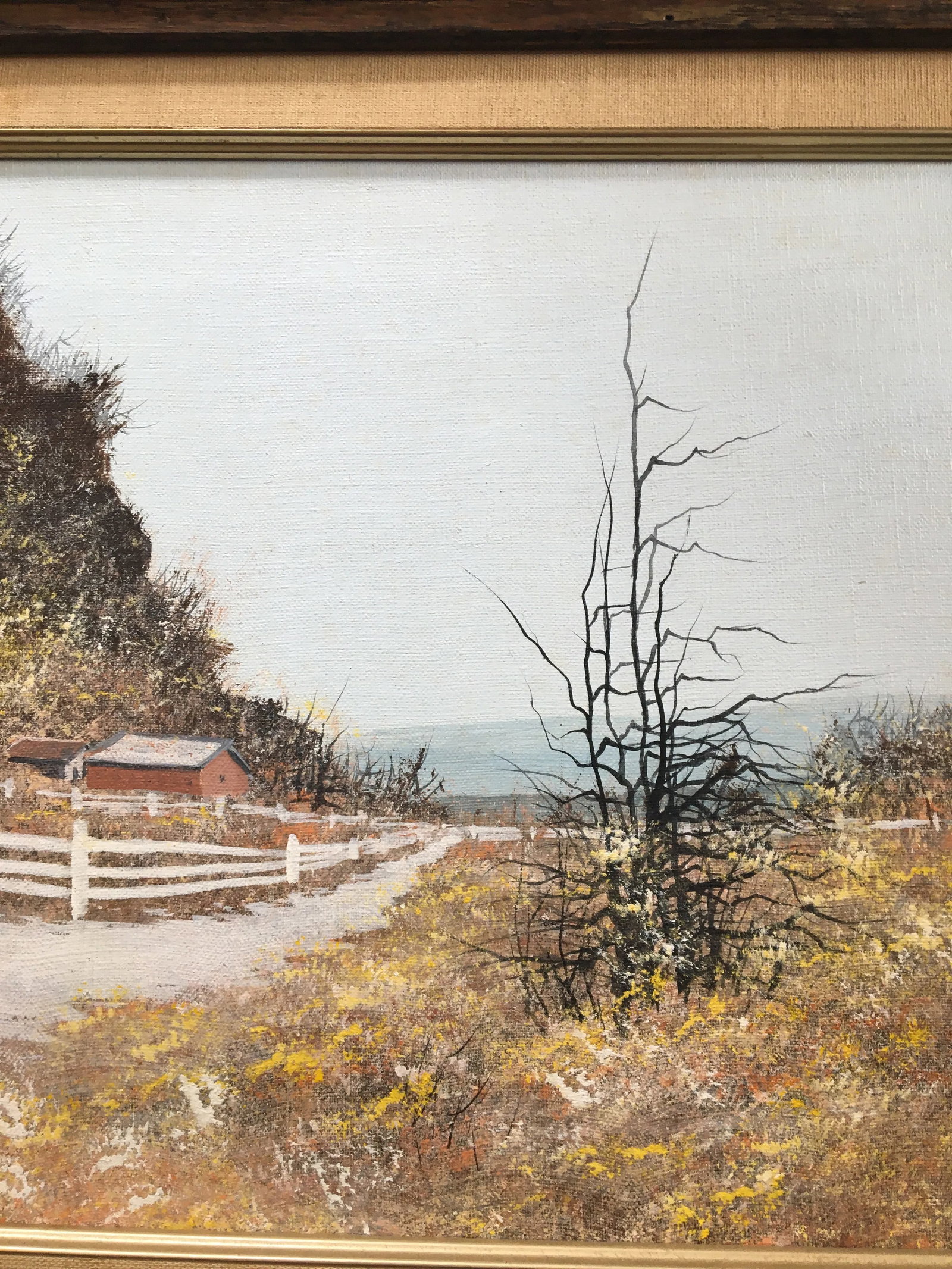 Late 20th Century " Mountainside Farm" Realist Rustic Landscape Oil Painting by John Lewis Egenstafe - 11