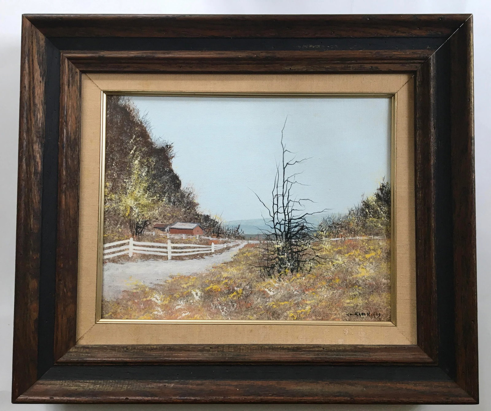 Late 20th Century " Mountainside Farm" Realist Rustic Landscape Oil Painting by John Lewis Egenstafe - 12