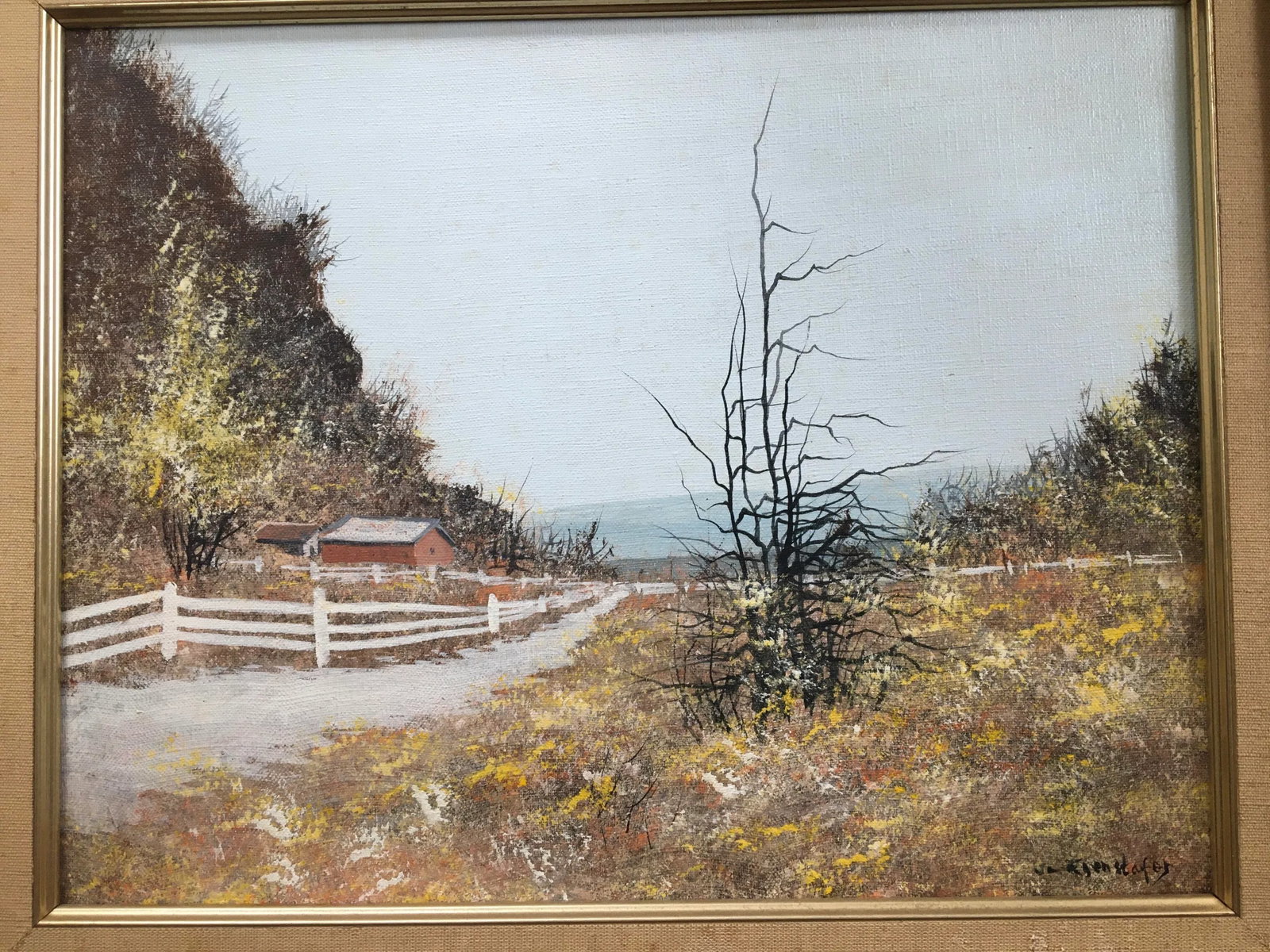 Late 20th Century " Mountainside Farm" Realist Rustic Landscape Oil Painting by John Lewis Egenstafe - 5