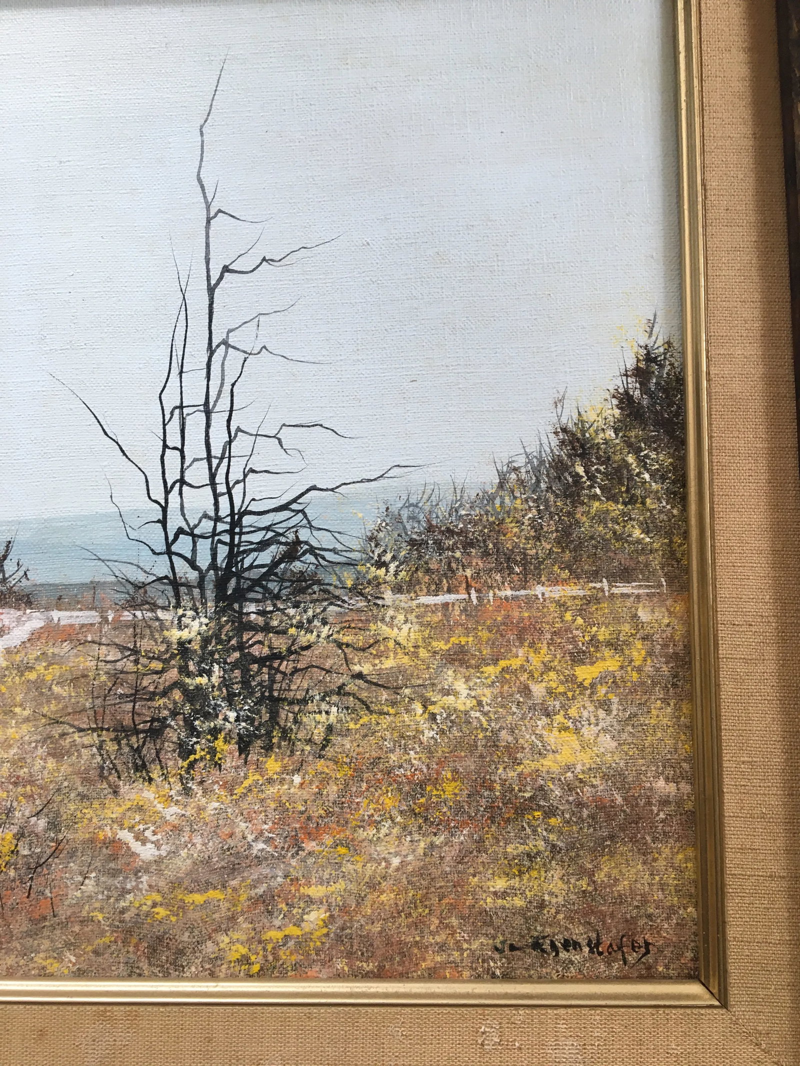 Late 20th Century " Mountainside Farm" Realist Rustic Landscape Oil Painting by John Lewis Egenstafe - 9