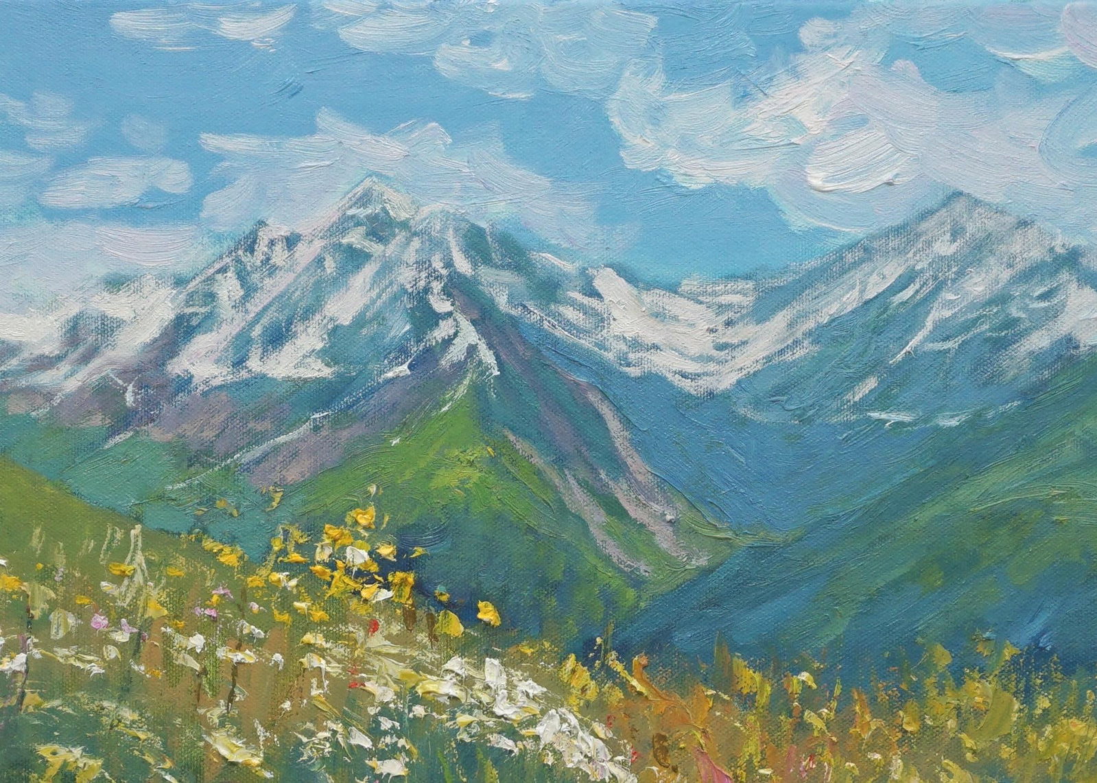 Original Oil Painting of Albes Mountain - 2