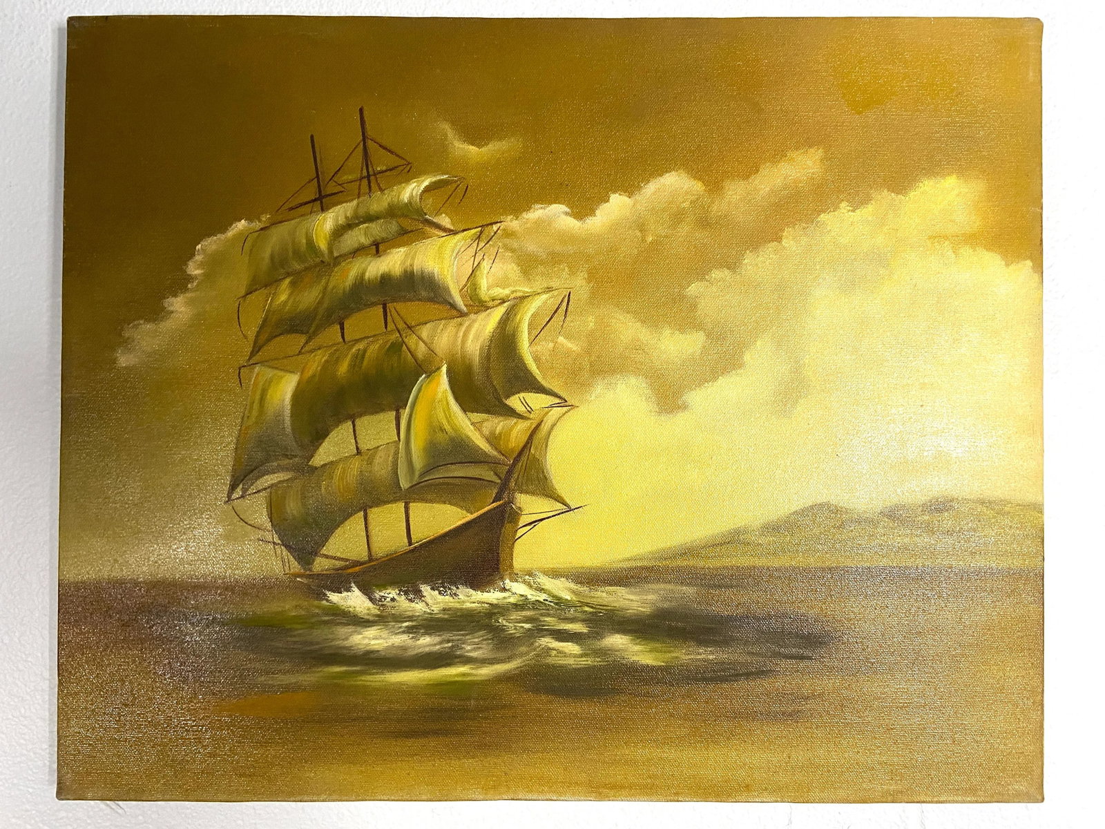 Mid 20th Century Seascape with Clippership Oil Painting - 2