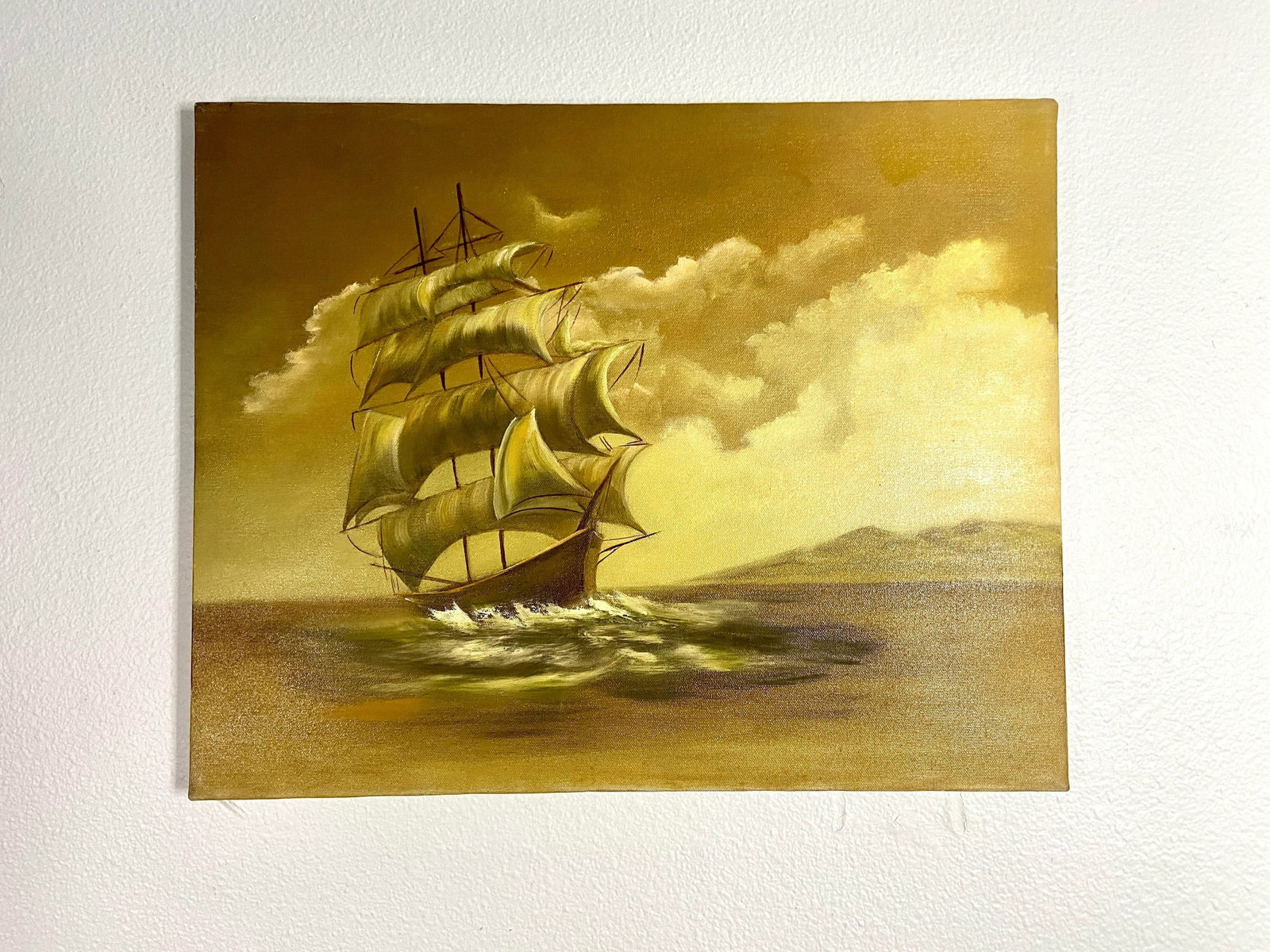 Mid 20th Century Seascape with Clippership Oil Painting - 5