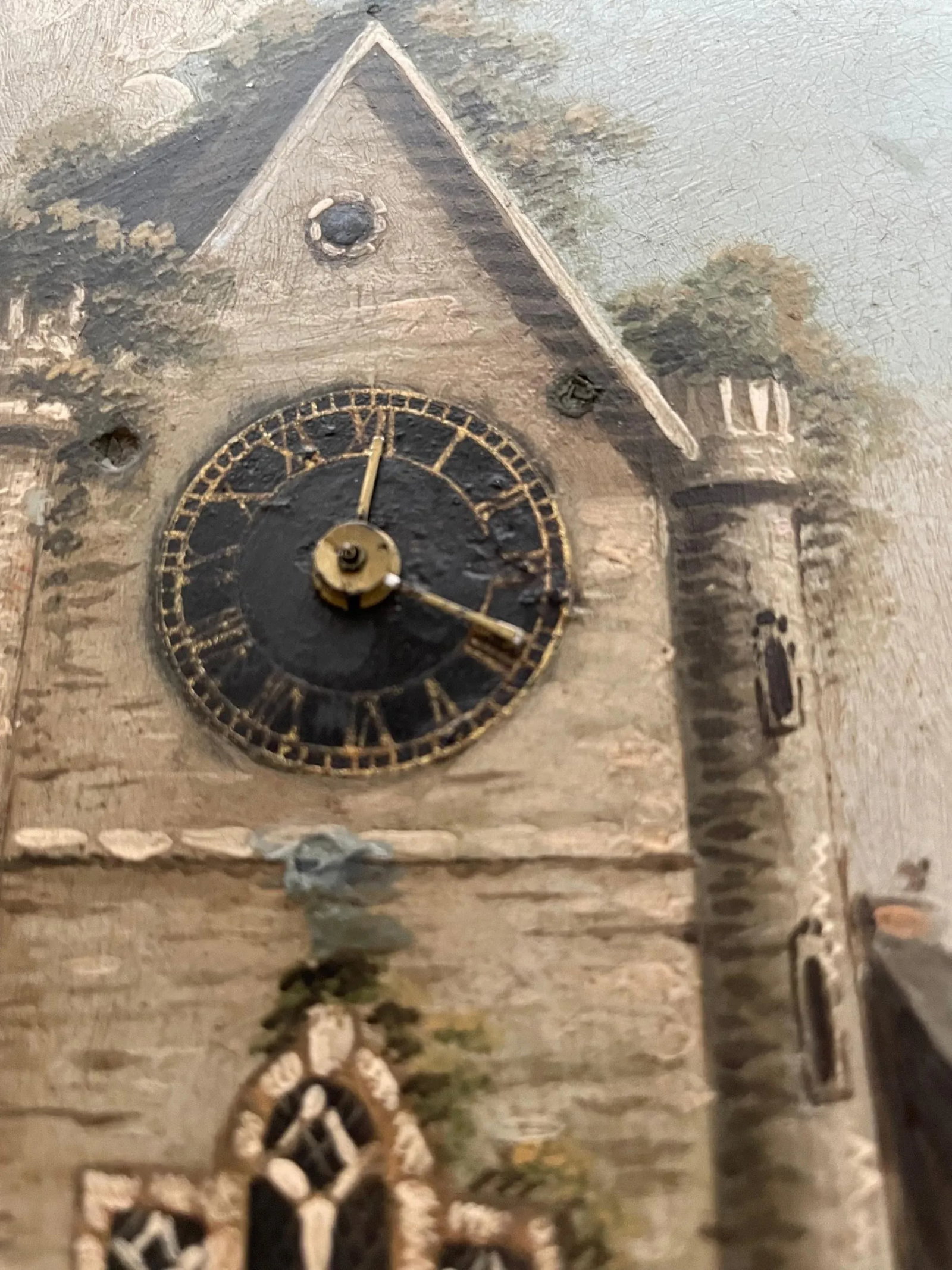 19th Century Swiss Mechanical Clock Painting Circa 1820 - 3