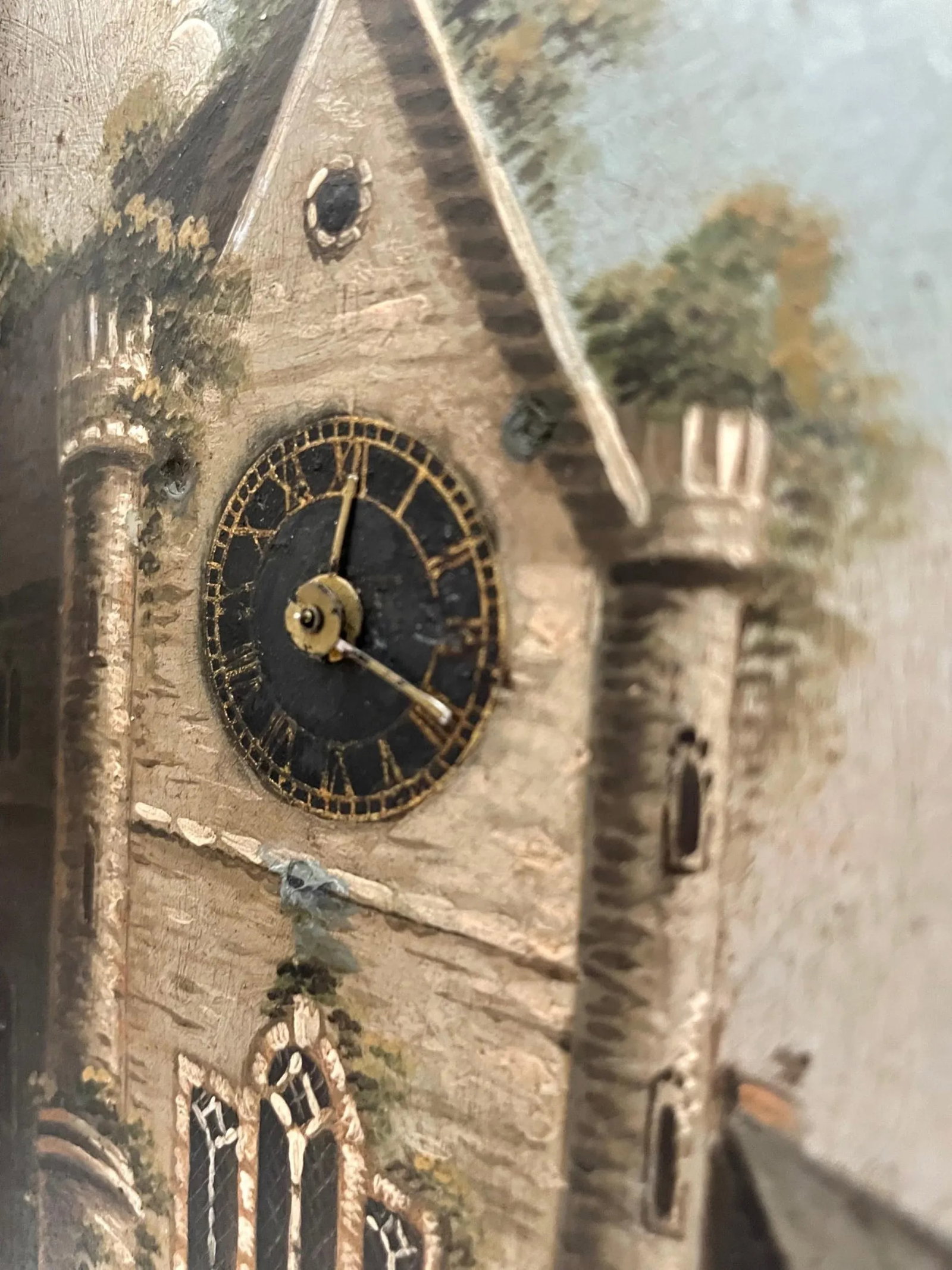 19th Century Swiss Mechanical Clock Painting Circa 1820 - 4