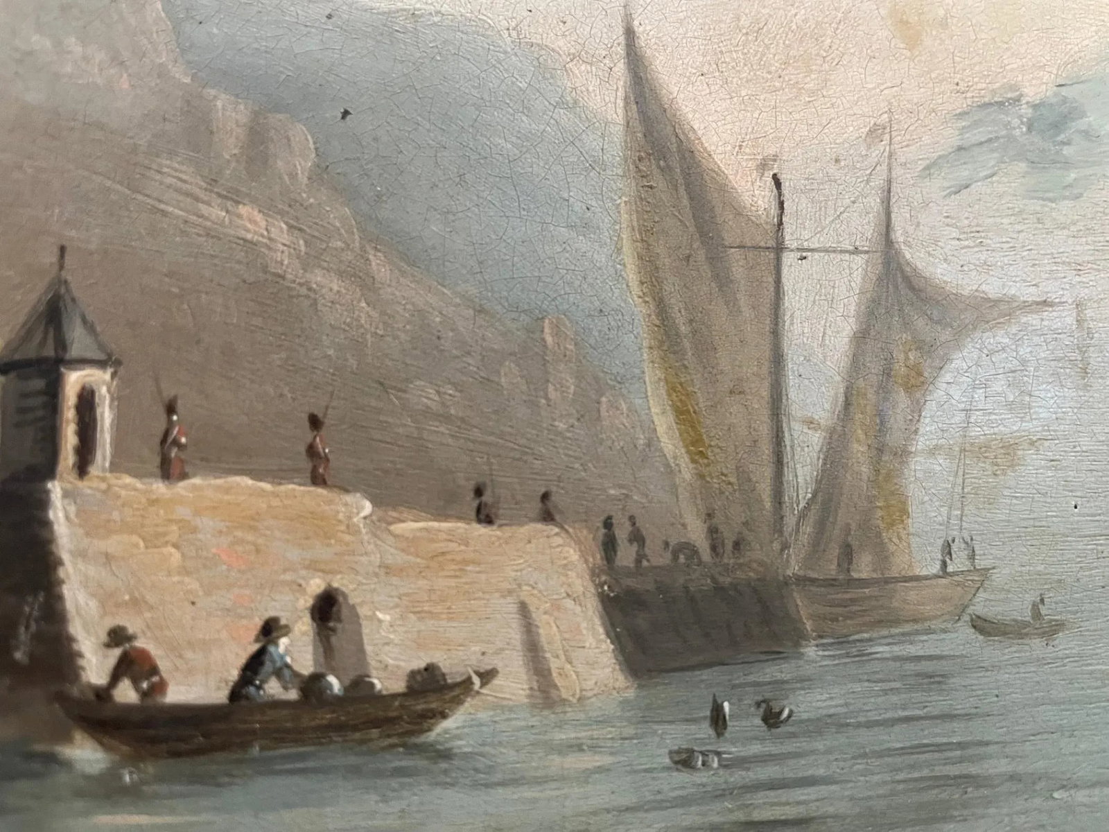 19th Century Swiss Mechanical Clock Painting Circa 1820 - 5