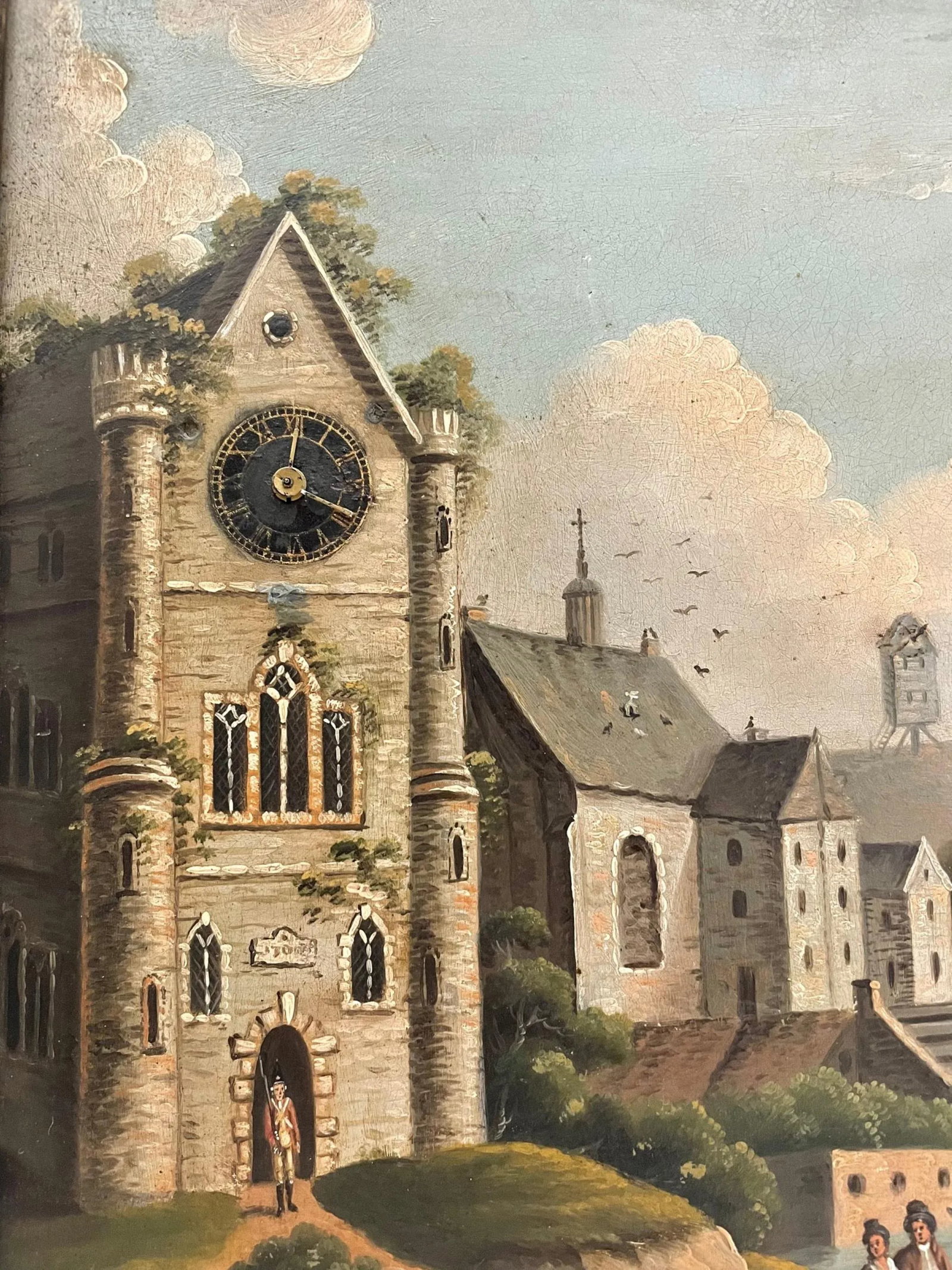 19th Century Swiss Mechanical Clock Painting Circa 1820 - 7