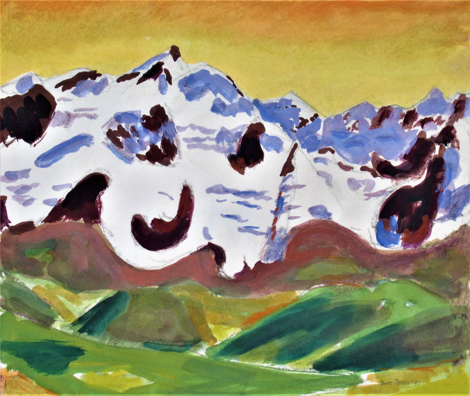 Bart Perry, Lake Tahoe II, 1951: Artist: Bart Perry (American, 1906-1992) Title: Lake Tahoe II Year: 1951 Medium:Watercolor Paper: sketch paper Image size: 13.25 x 15.75 inches paper size: 13.25 x 15.75 inches Signature: Signed