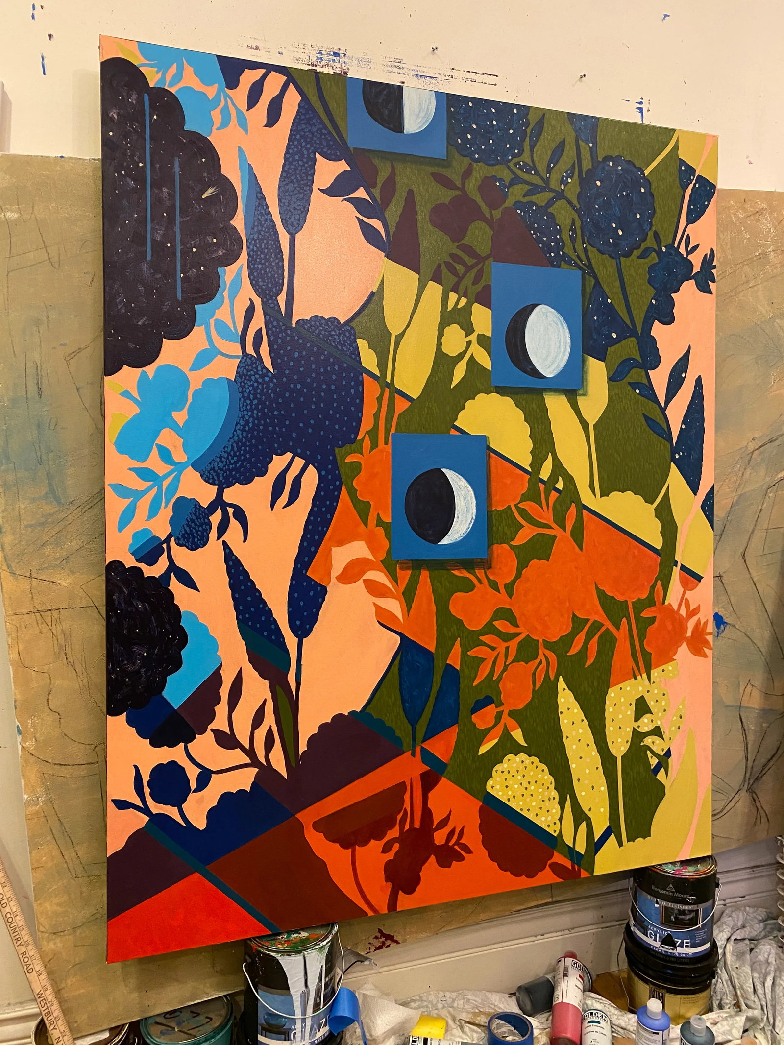 "Guardian of the Night" Contemporary Original Abstract Acrylic Painting by Albert Leon Sultan - 3